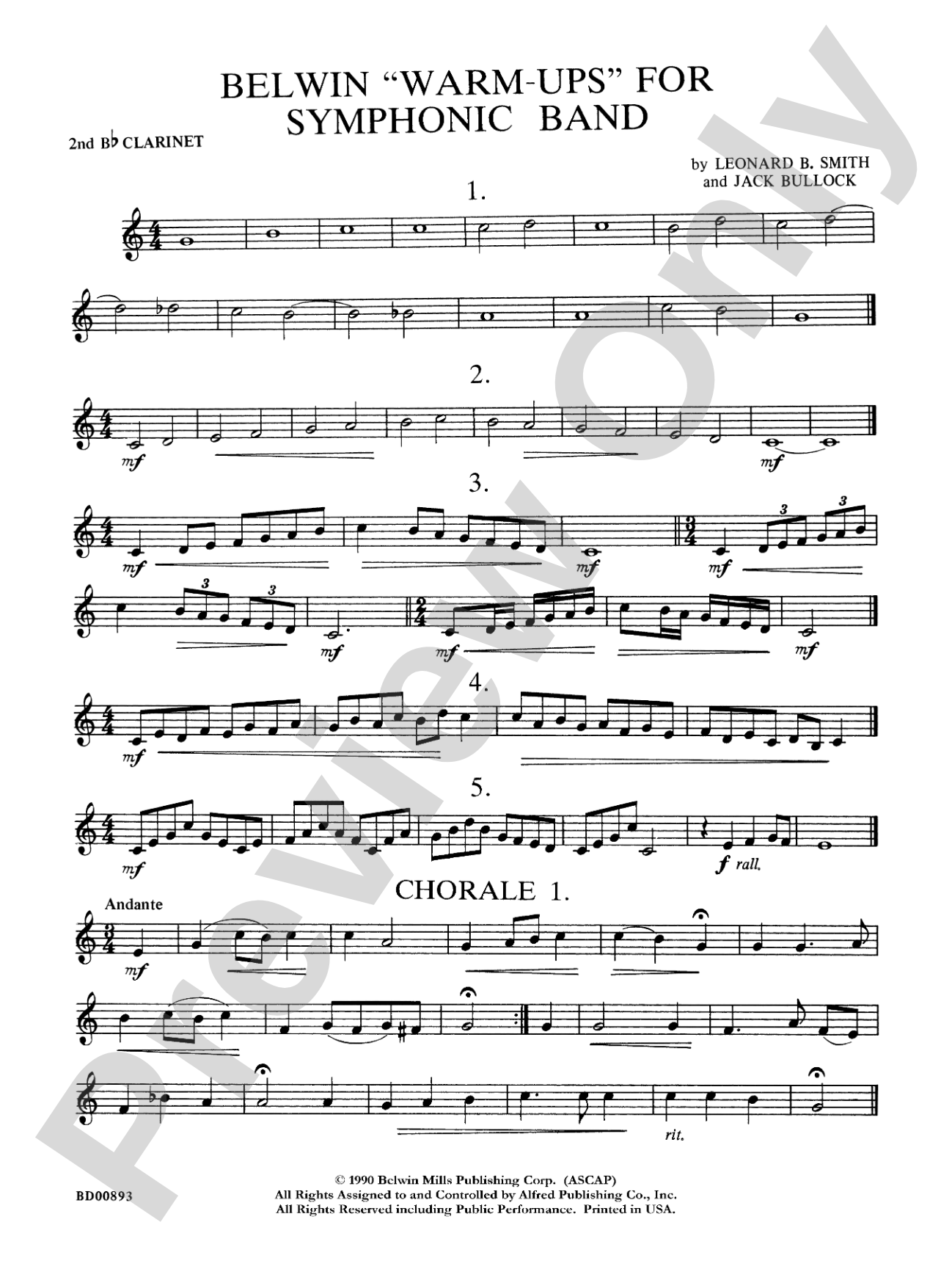 Belwin "Warm-Ups" for Symphonic Band: 2nd B-flat Clarinet