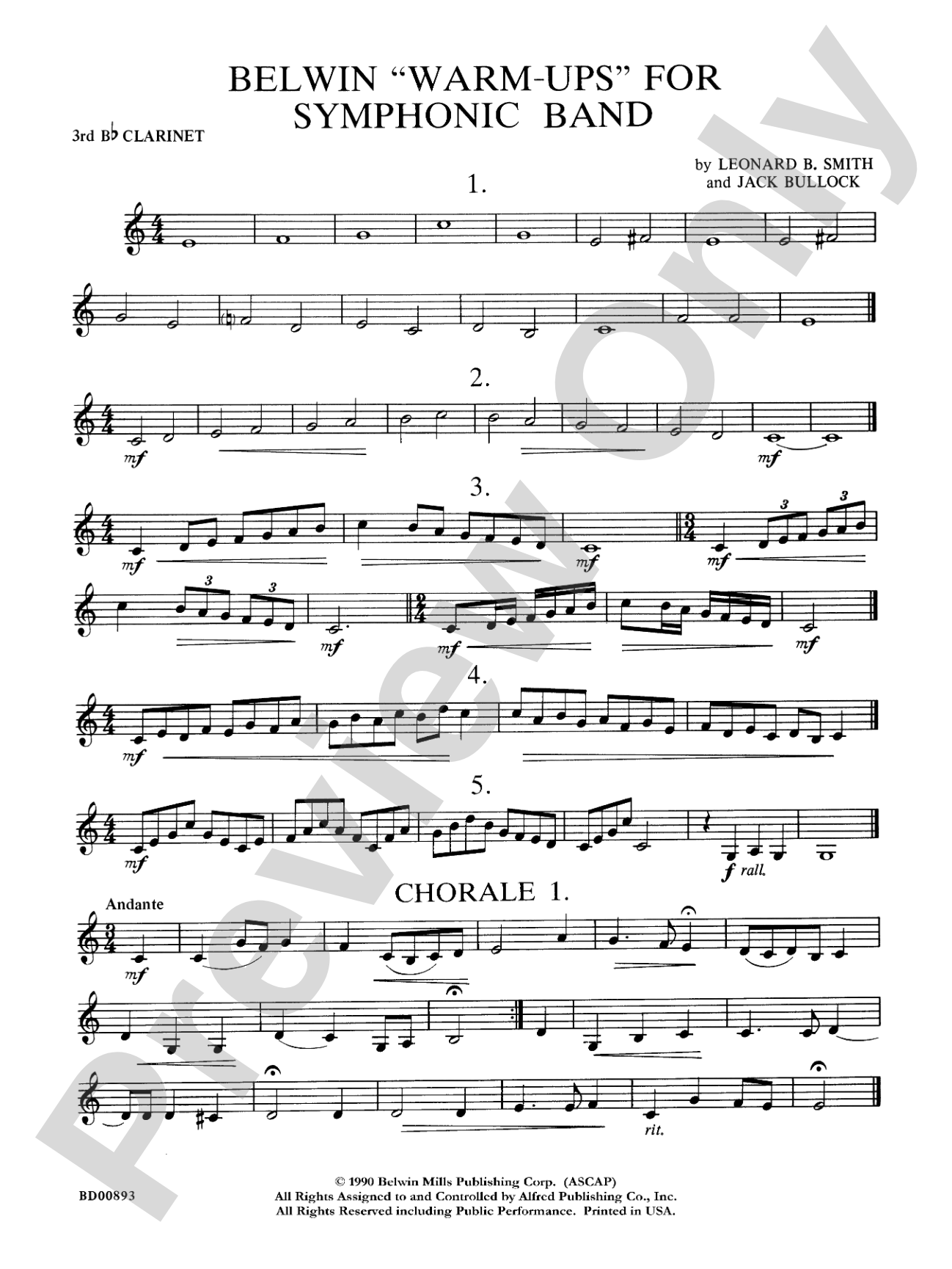 Belwin "Warm-Ups" for Symphonic Band: 3rd B-flat Clarinet