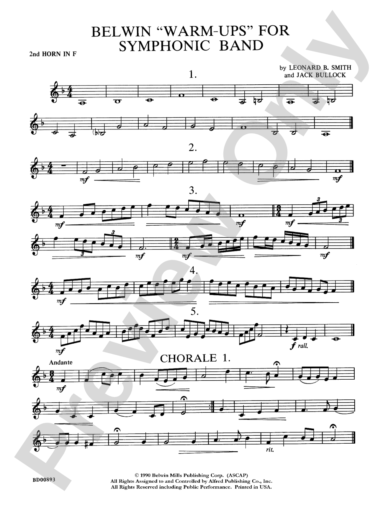Belwin "Warm-Ups" for Symphonic Band: 2nd F Horn