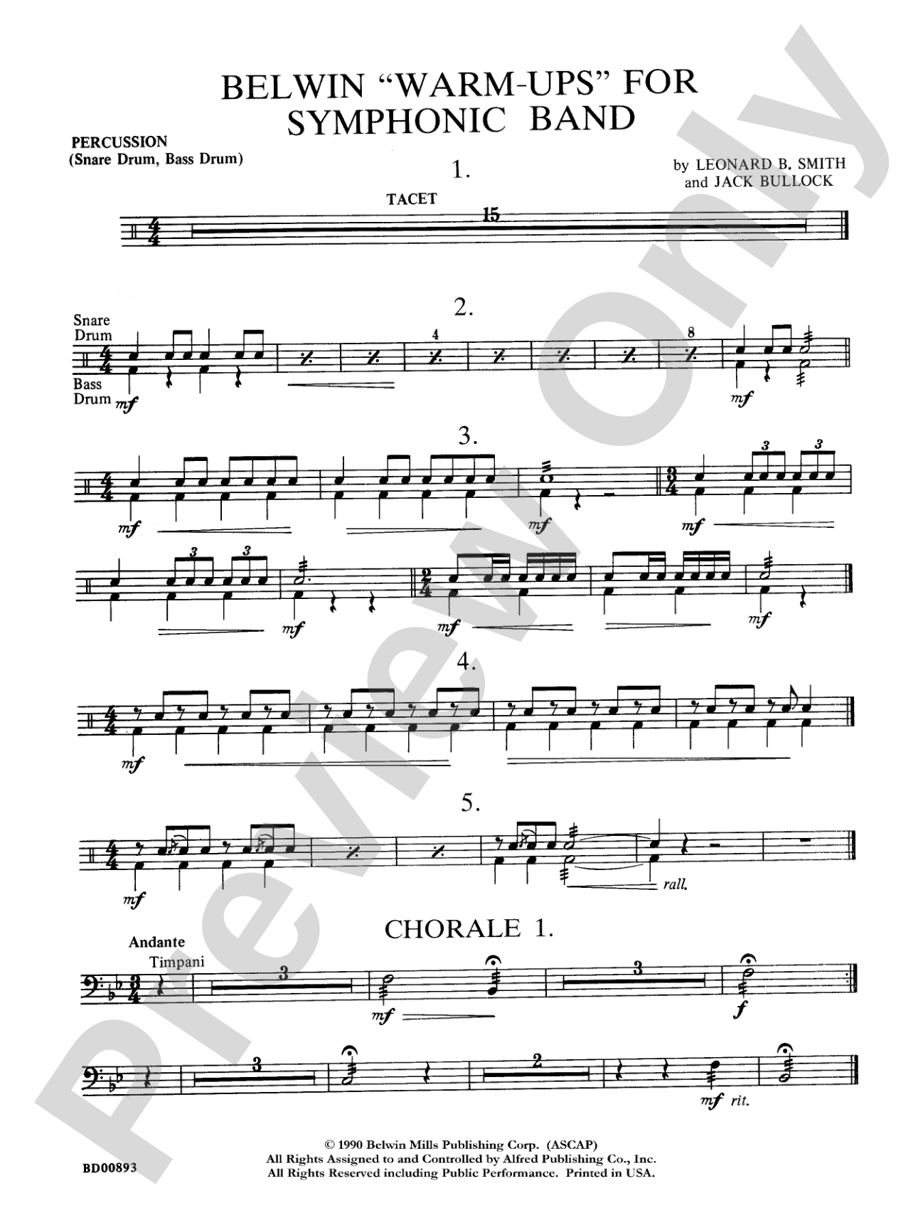 Belwin "Warm-Ups" for Symphonic Band: 1st Percussion