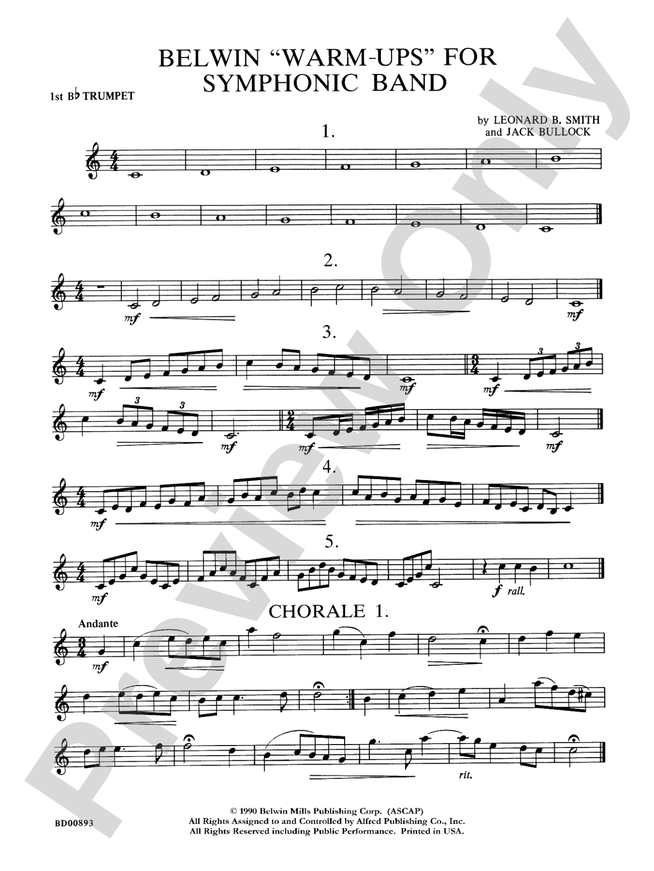 Belwin "Warm-Ups" for Symphonic Band: 1st B-flat Trumpet