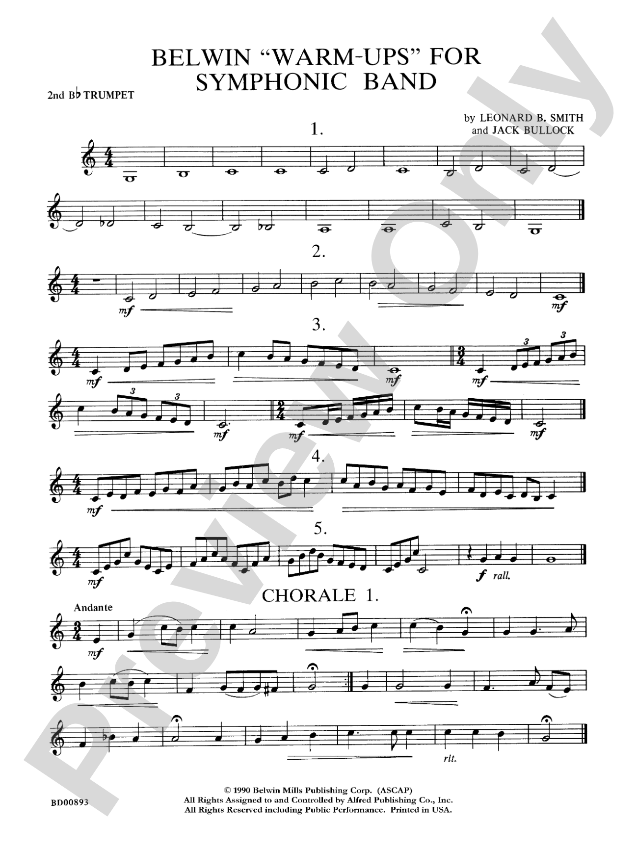 Belwin "Warm-Ups" for Symphonic Band: 2nd B-flat Trumpet