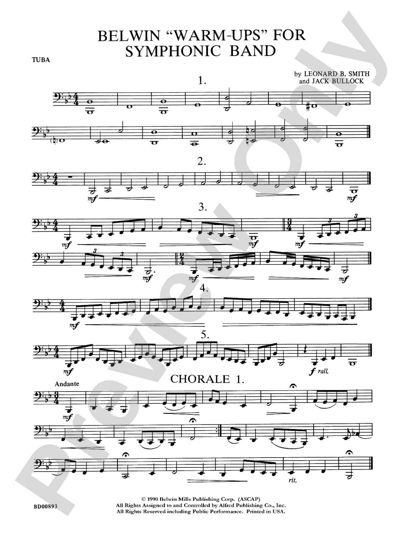 Belwin "Warm-Ups" for Symphonic Band: Tuba