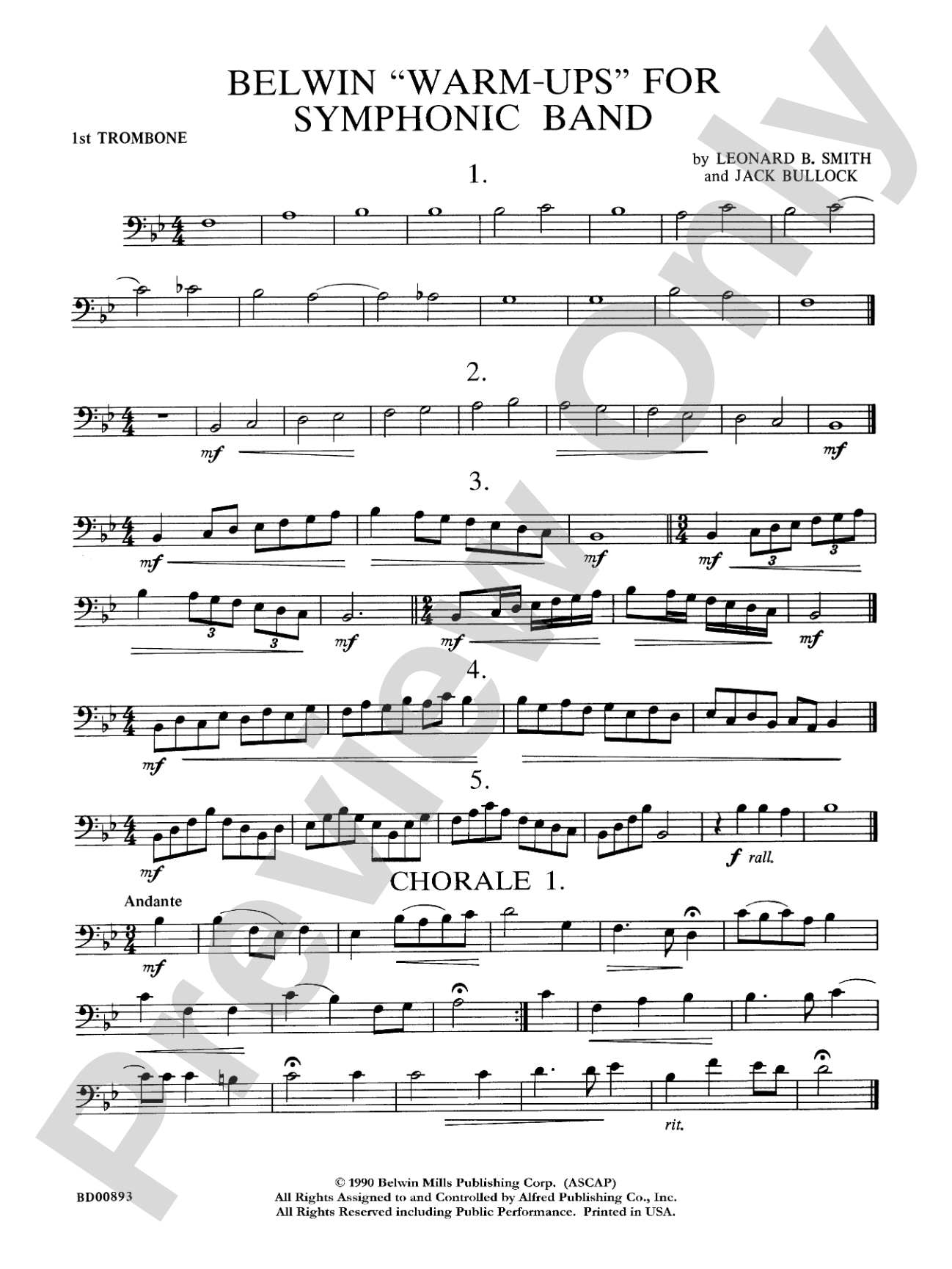 Belwin "Warm-Ups" for Symphonic Band: 1st Trombone