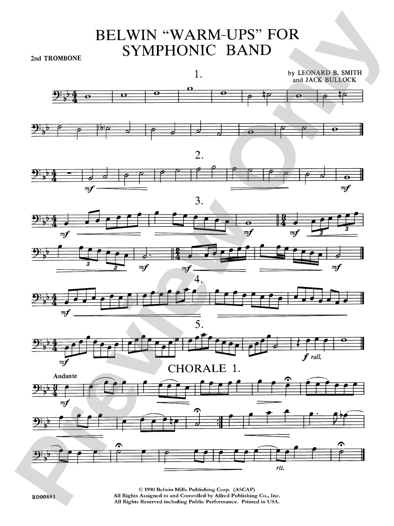 Belwin "Warm-Ups" for Symphonic Band: 2nd Trombone