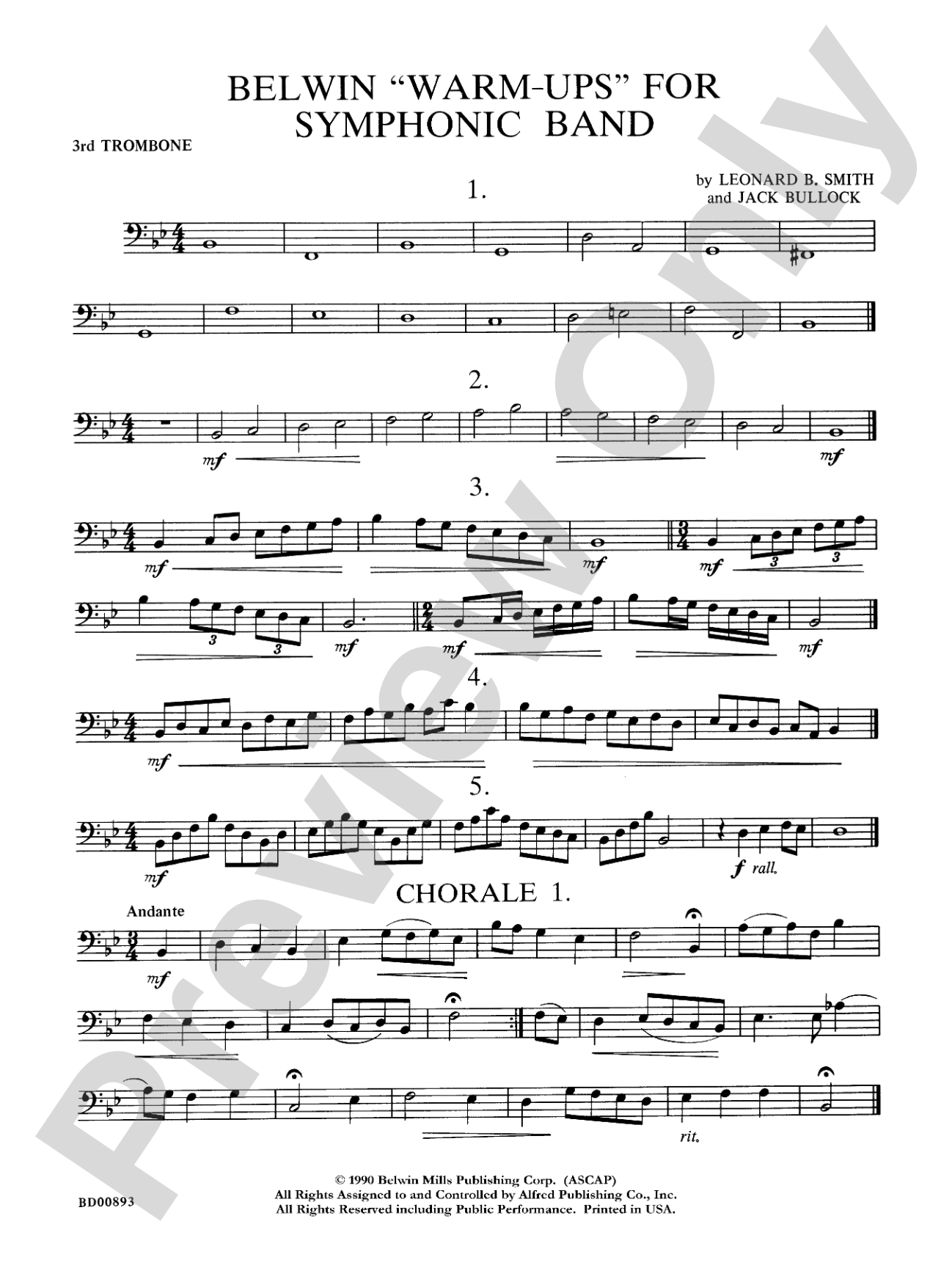 Belwin "Warm-Ups" for Symphonic Band: 3rd Trombone