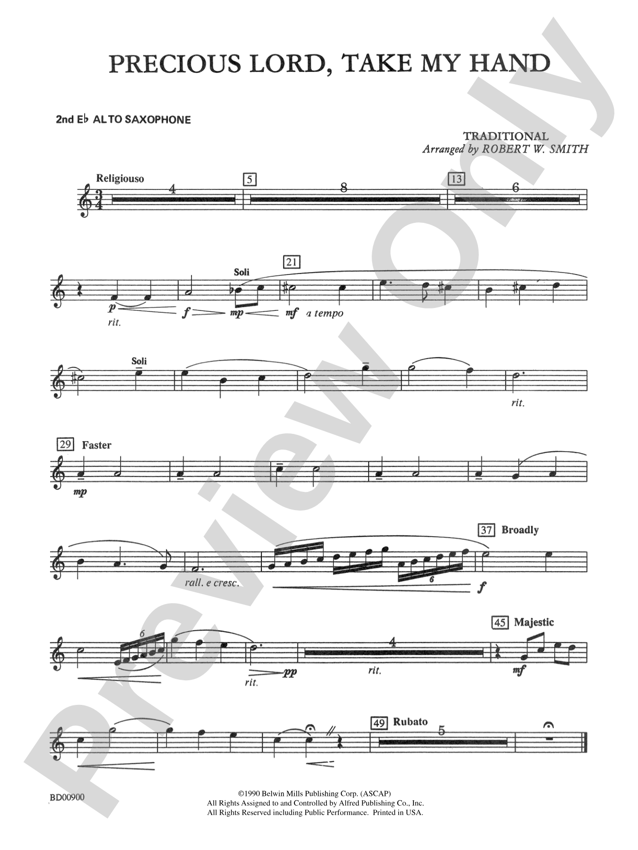 Precious Lord, Take My Hand: 2nd E-flat Alto Saxophone