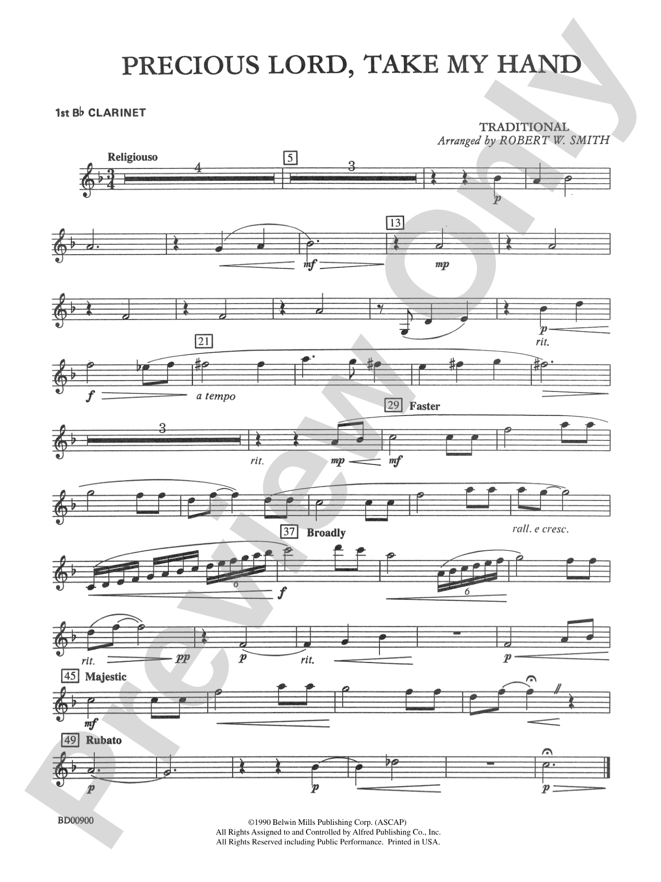 Precious Lord, Take My Hand: 1st B-flat Clarinet