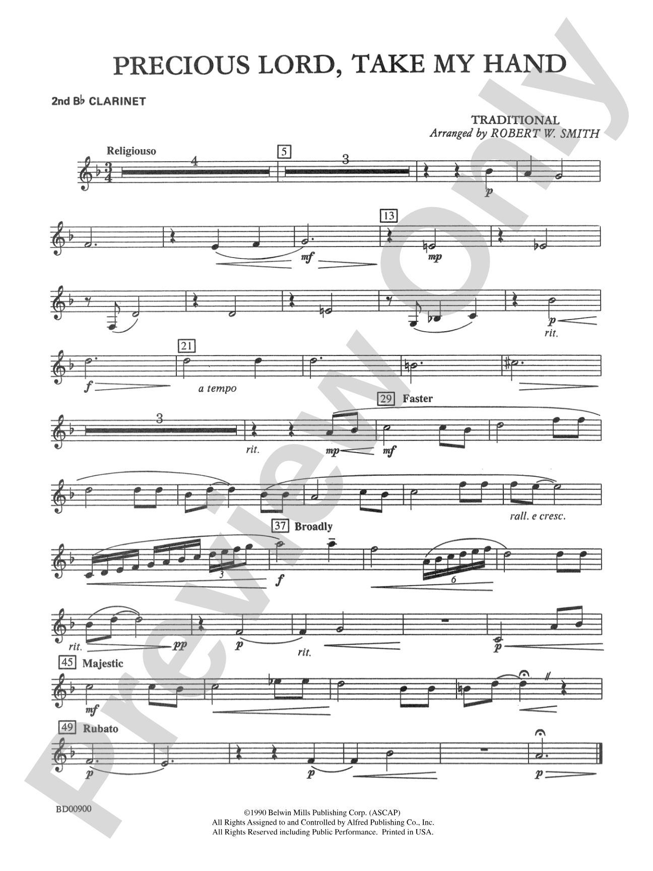 Precious Lord, Take My Hand: 2nd B-flat Clarinet