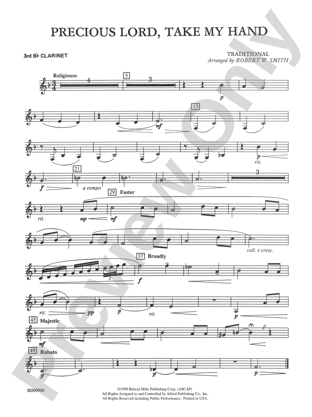 Precious Lord, Take My Hand: 3rd B-flat Clarinet