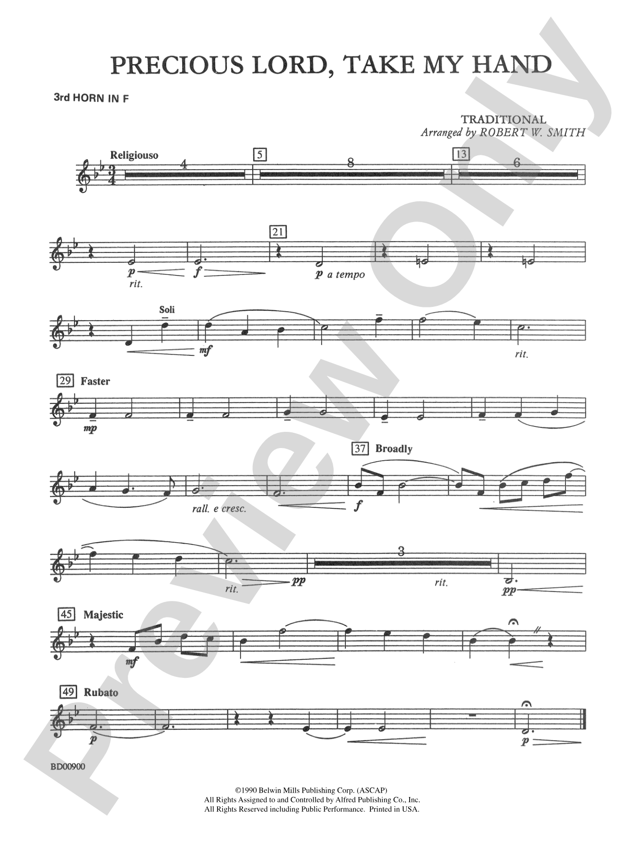Precious Lord, Take My Hand: 3rd F Horn