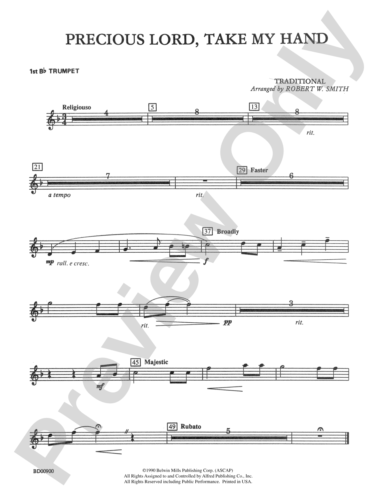 Precious Lord, Take My Hand: 1st B-flat Trumpet