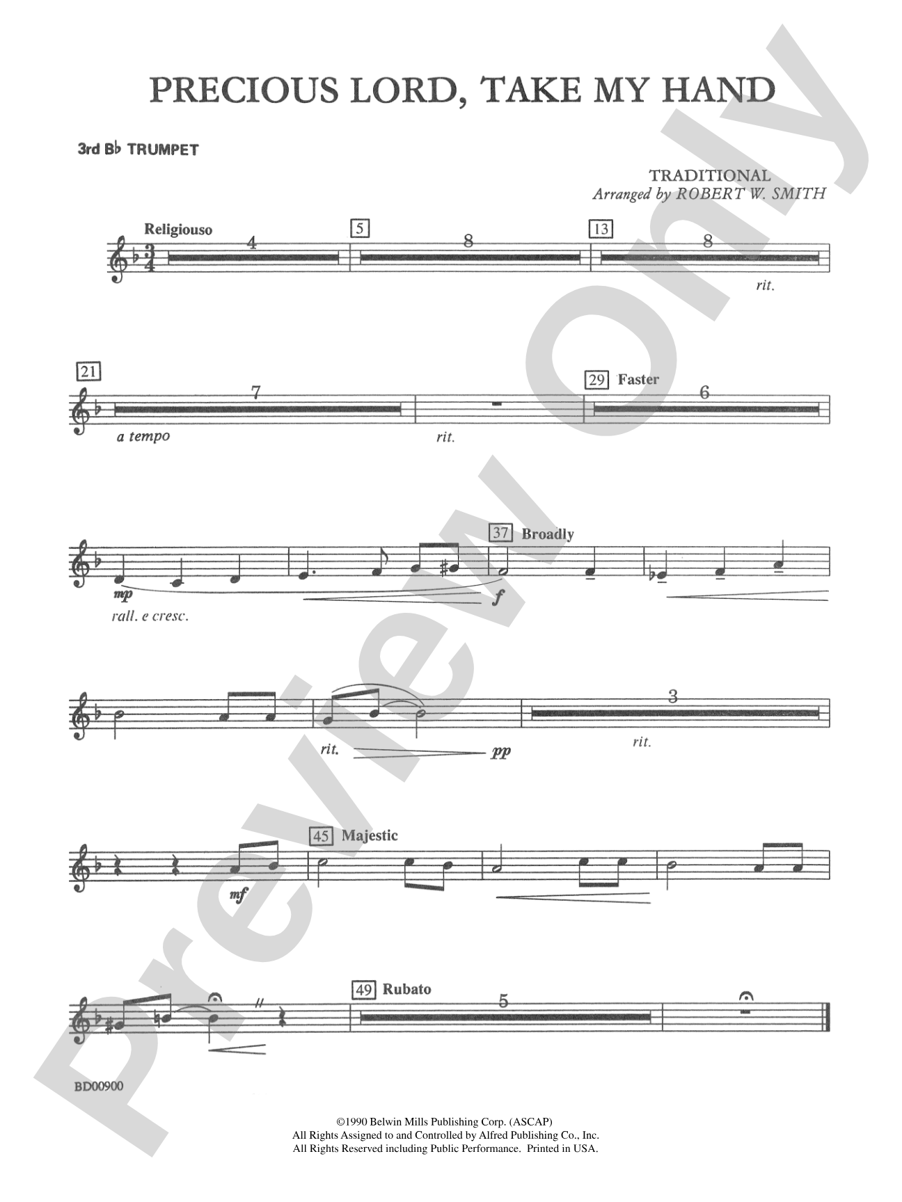 Precious Lord, Take My Hand: 3rd B-flat Trumpet