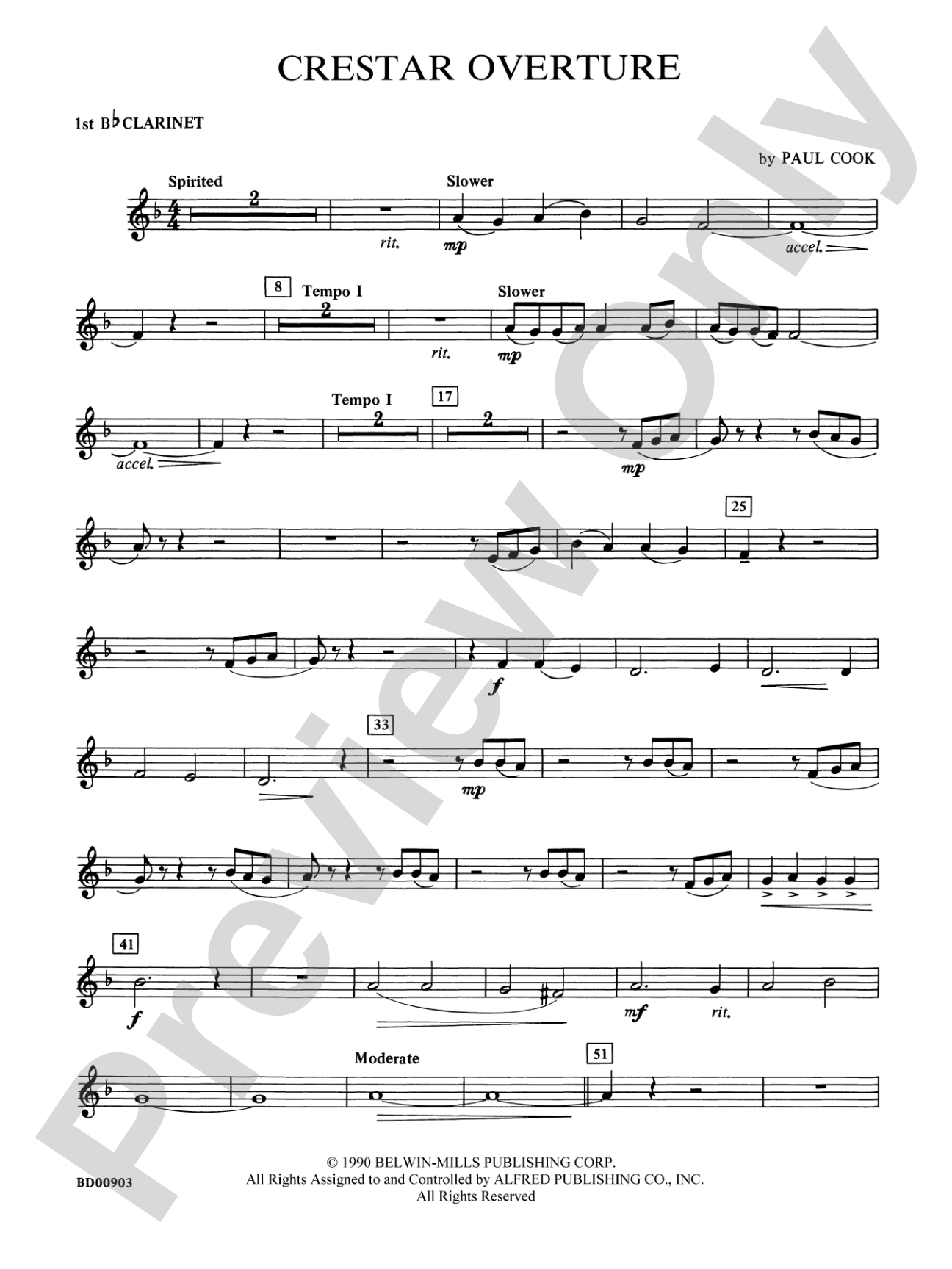 Crestar Overture: 1st B-flat Clarinet