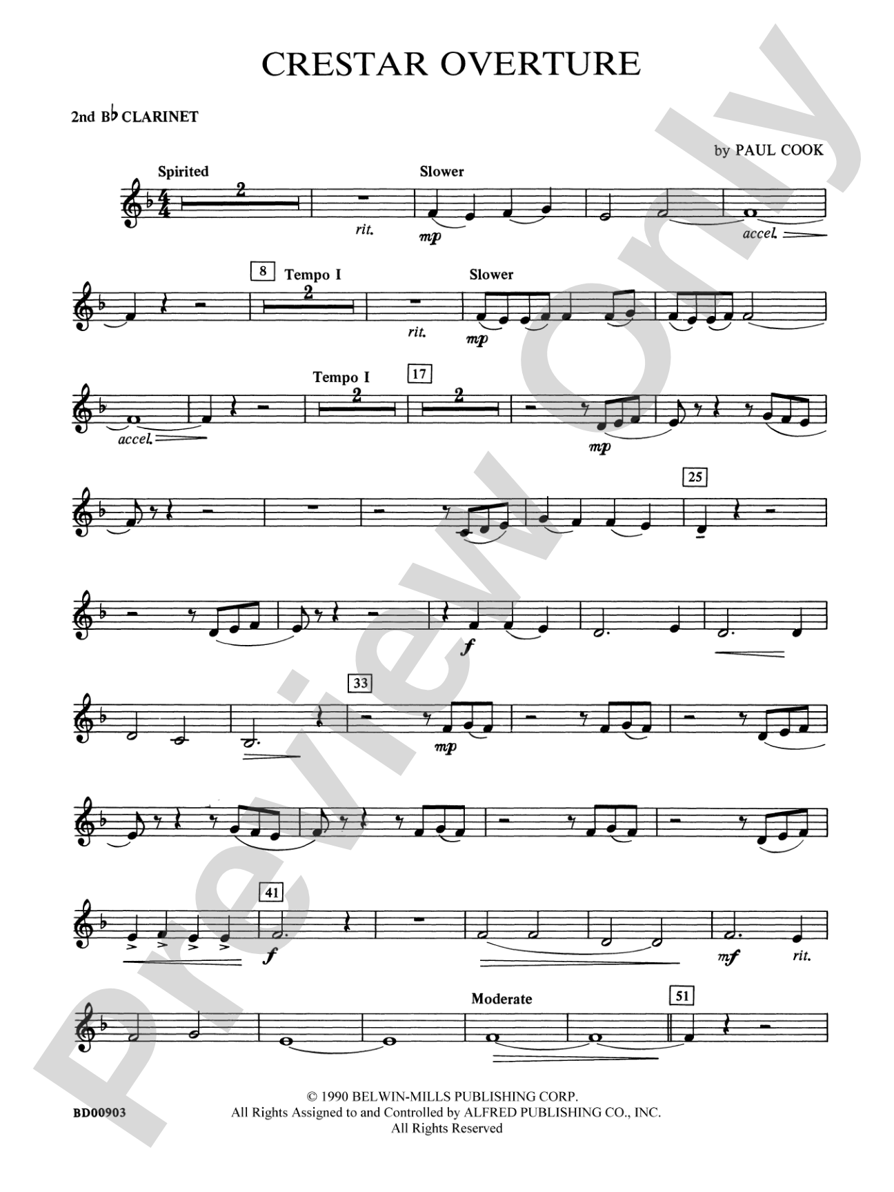 Crestar Overture: 2nd B-flat Clarinet