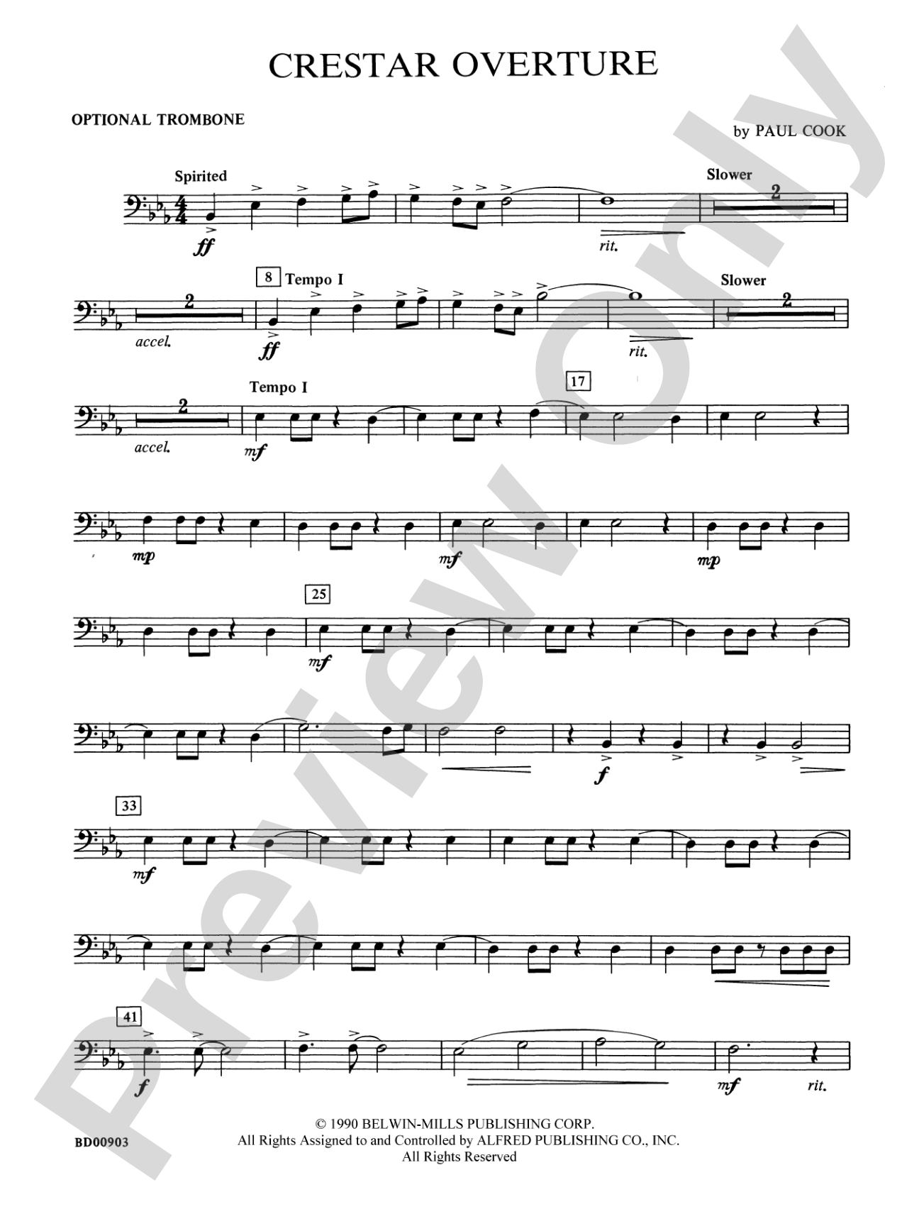 Crestar Overture: 2nd Trombone