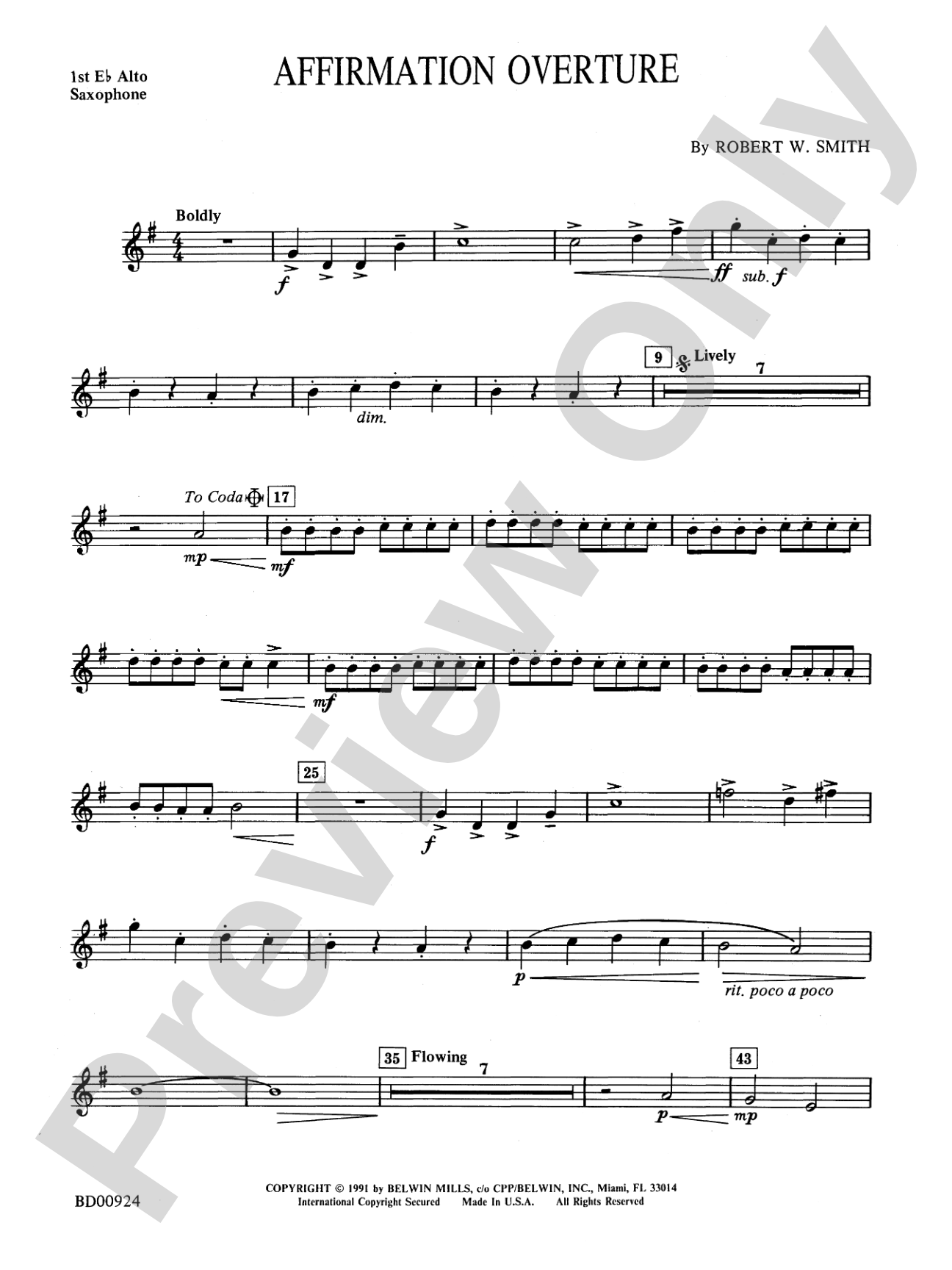 Affirmation Overture: E-flat Alto Saxophone