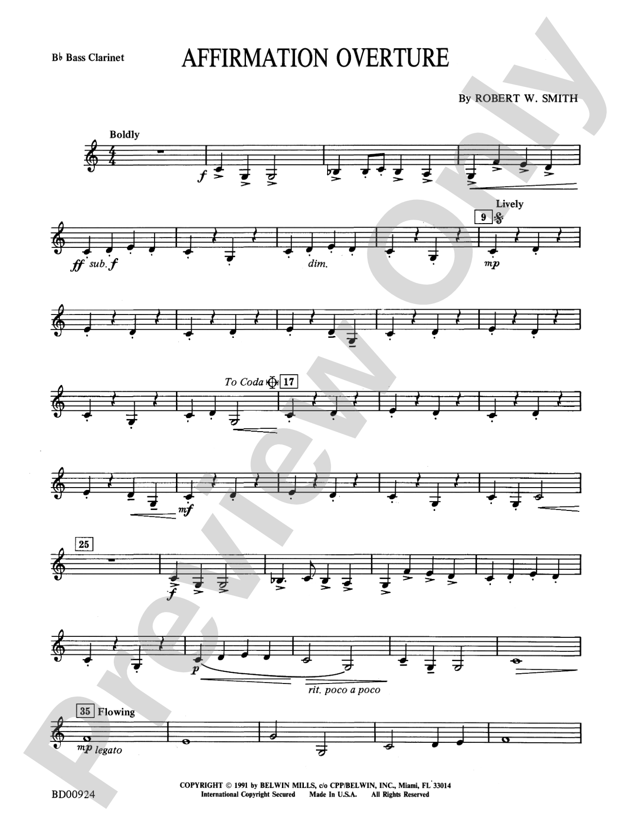 Affirmation Overture: B-flat Bass Clarinet
