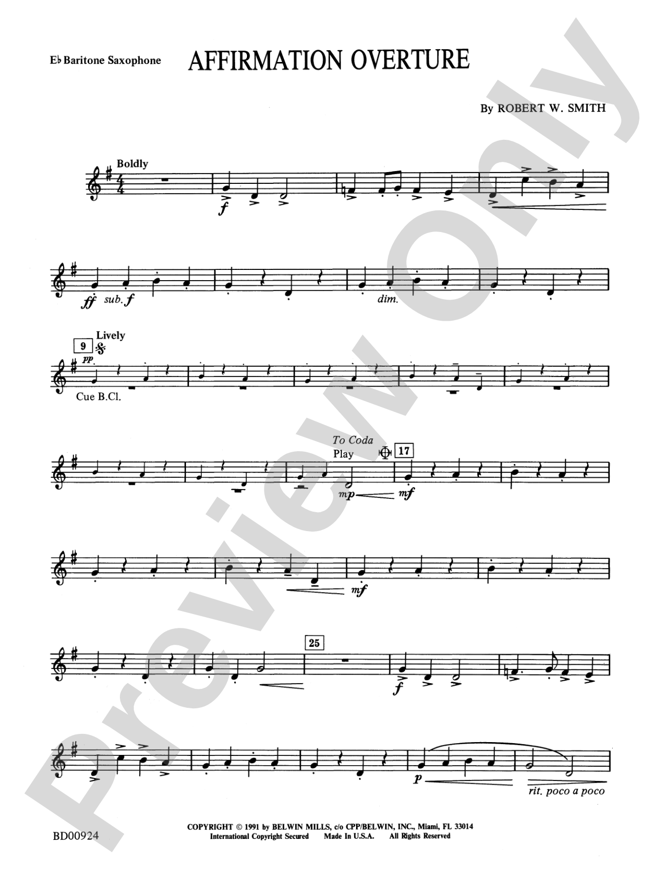Affirmation Overture: E-flat Baritone Saxophone