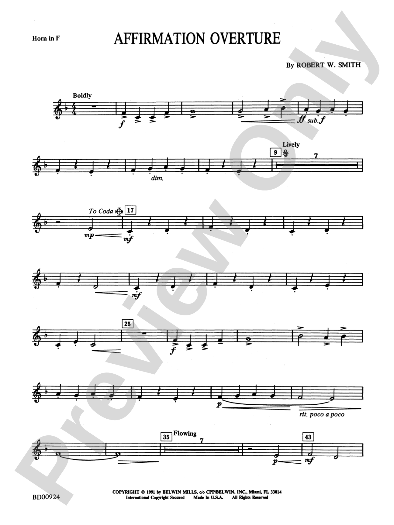 Affirmation Overture: 1st F Horn