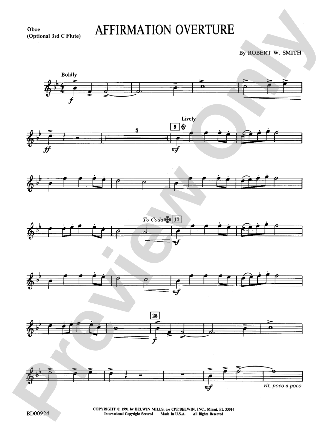 Affirmation Overture: Oboe
