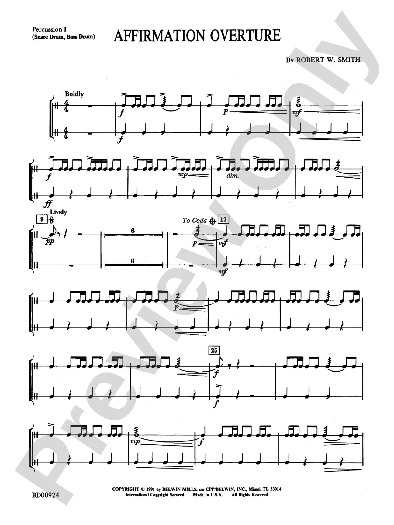 Affirmation Overture: 1st Percussion