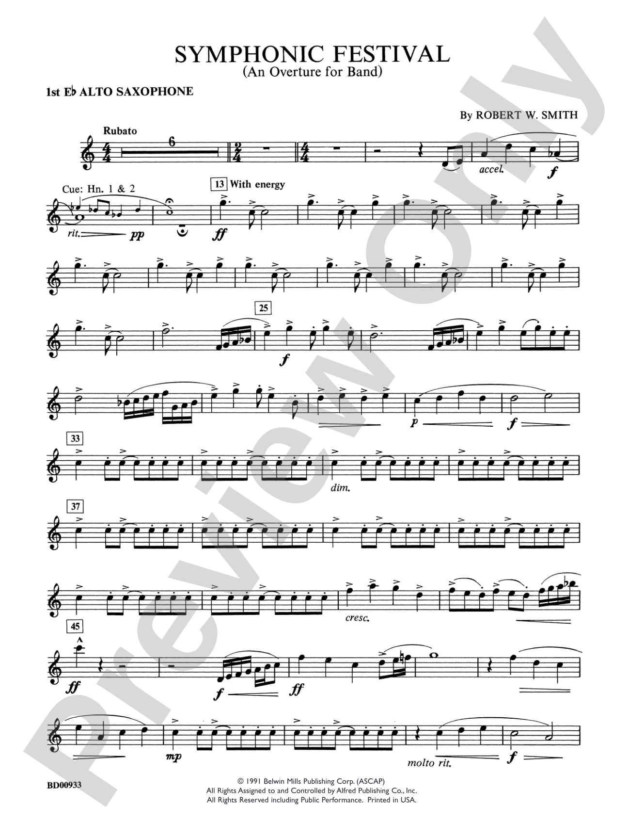 Symphonic Festival (An Overture for Band): E-flat Alto Saxophone