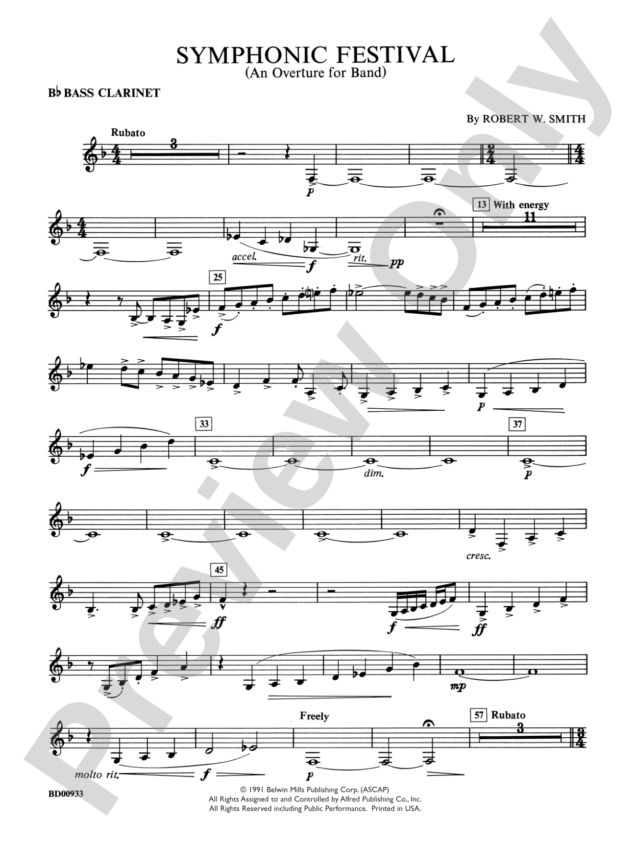 Symphonic Festival (An Overture for Band): B-flat Bass Clarinet