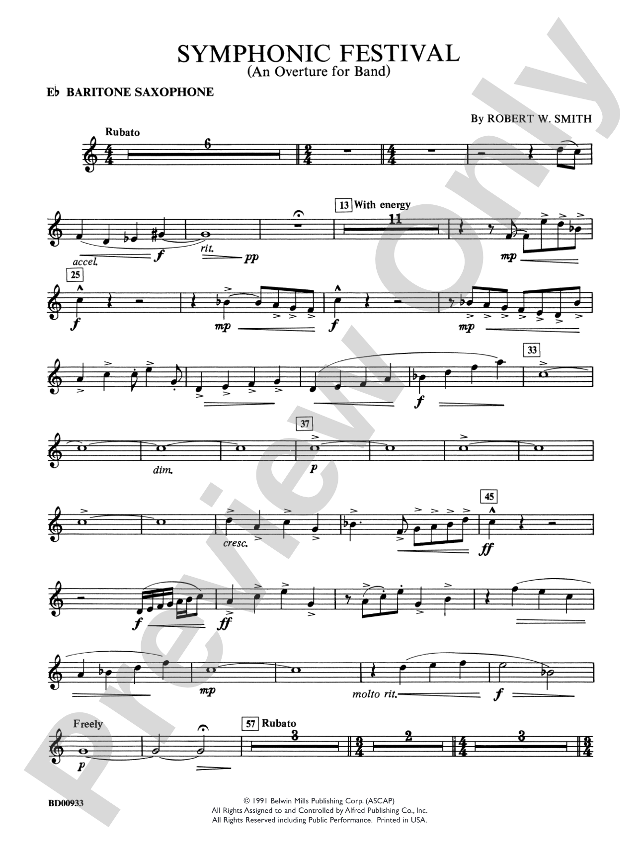 Symphonic Festival (An Overture for Band): E-flat Baritone Saxophone