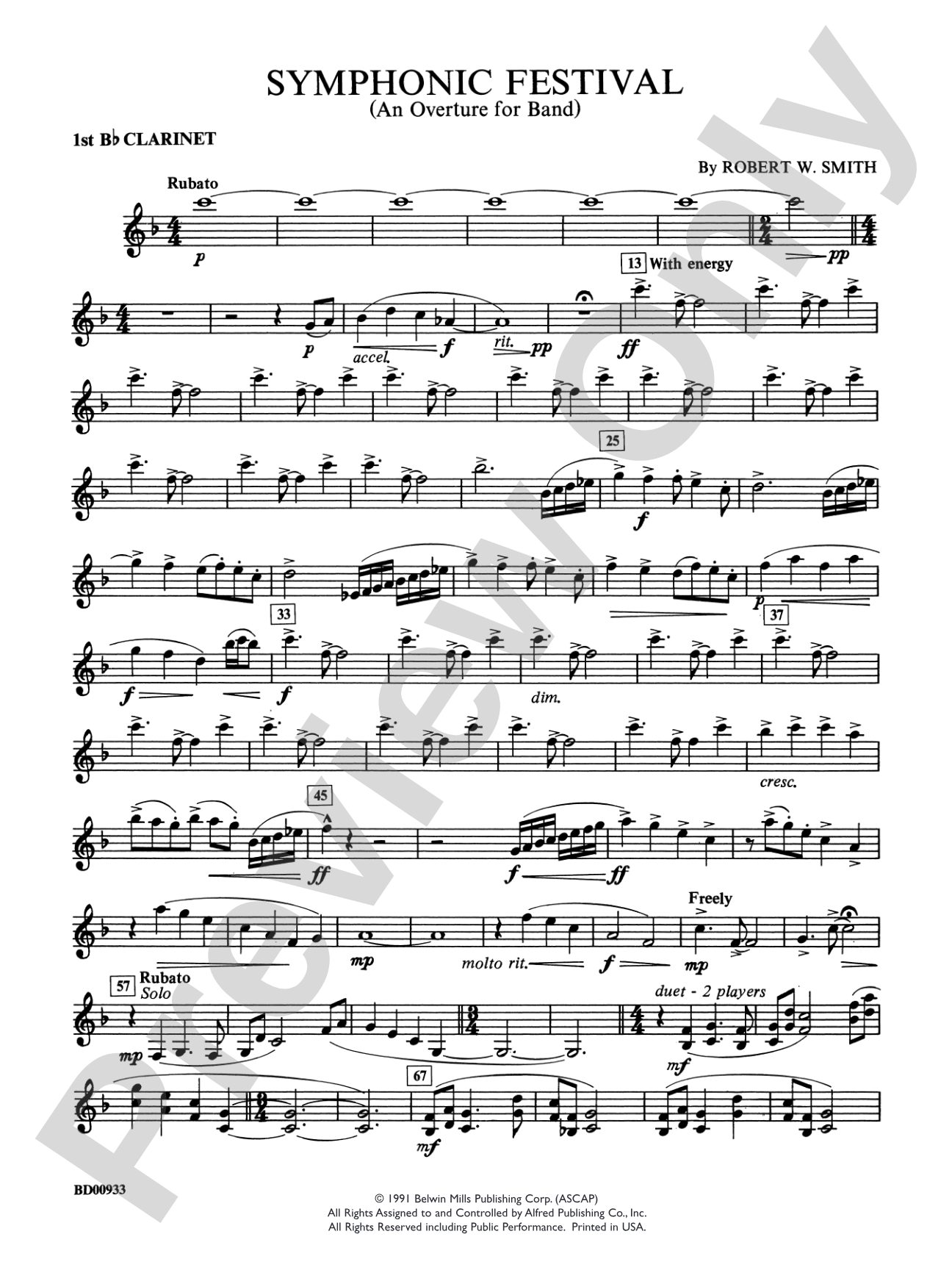 Symphonic Festival (An Overture for Band): 1st B-flat Clarinet