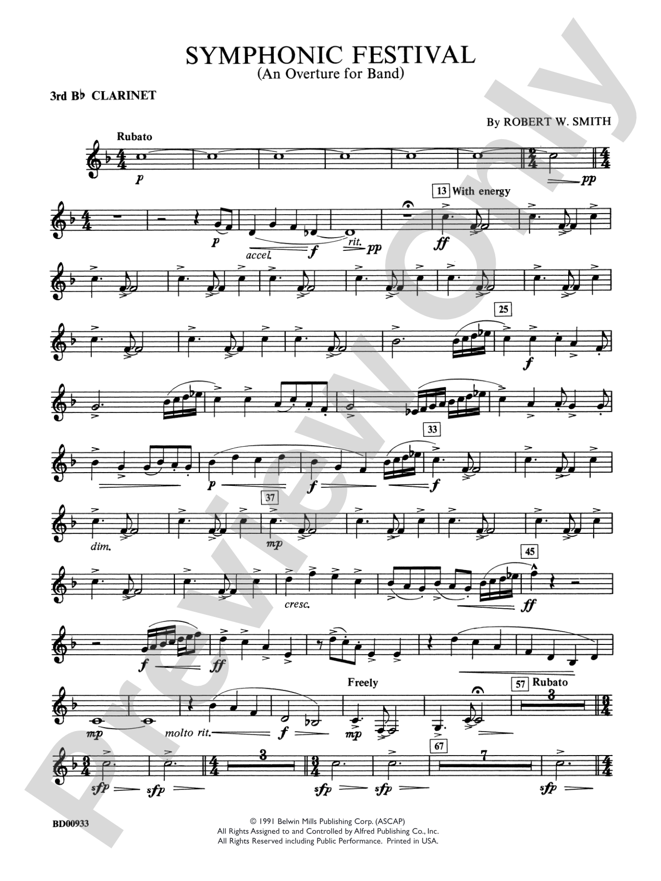 Symphonic Festival (An Overture for Band): 3rd B-flat Clarinet