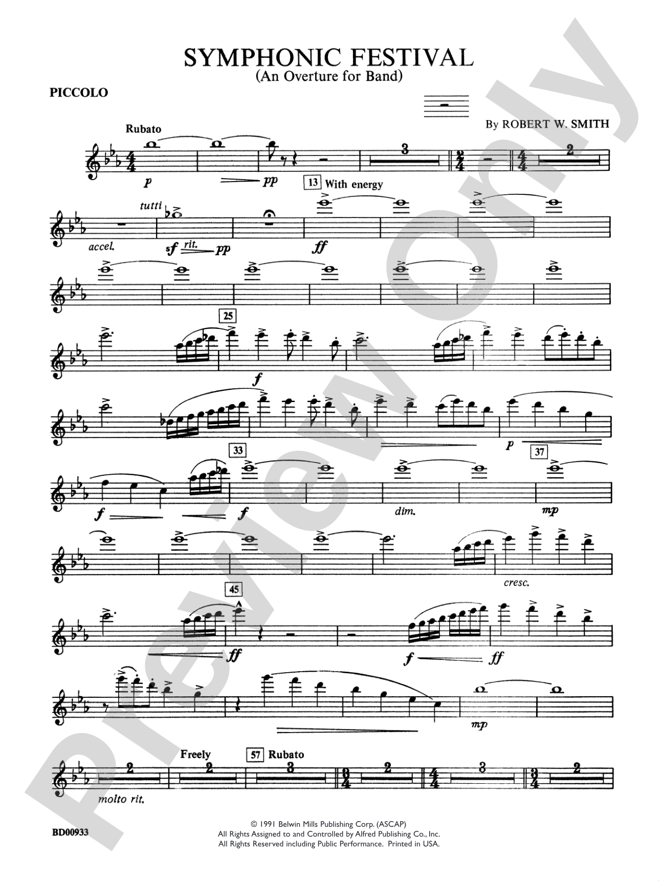 Symphonic Festival (An Overture for Band): Piccolo