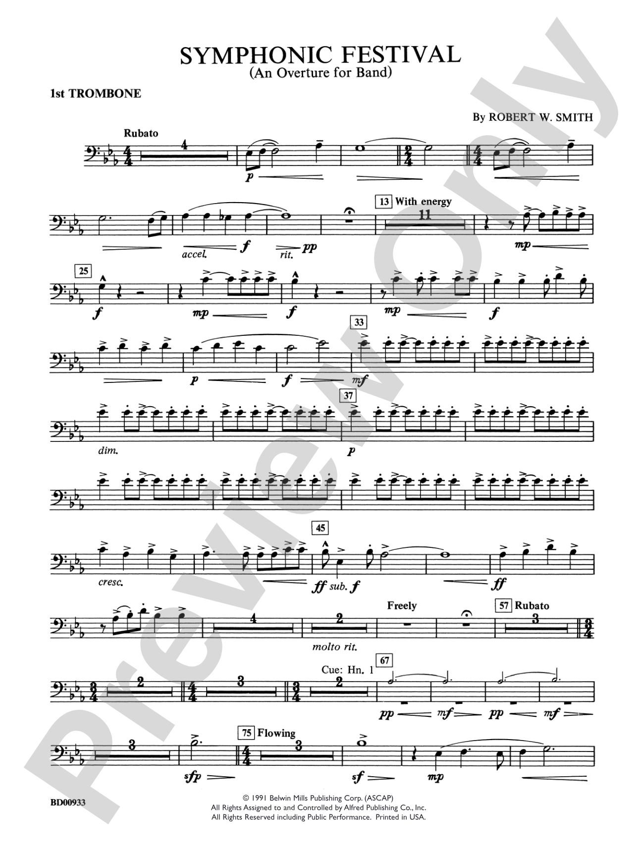 Symphonic Festival (An Overture for Band): 1st Trombone