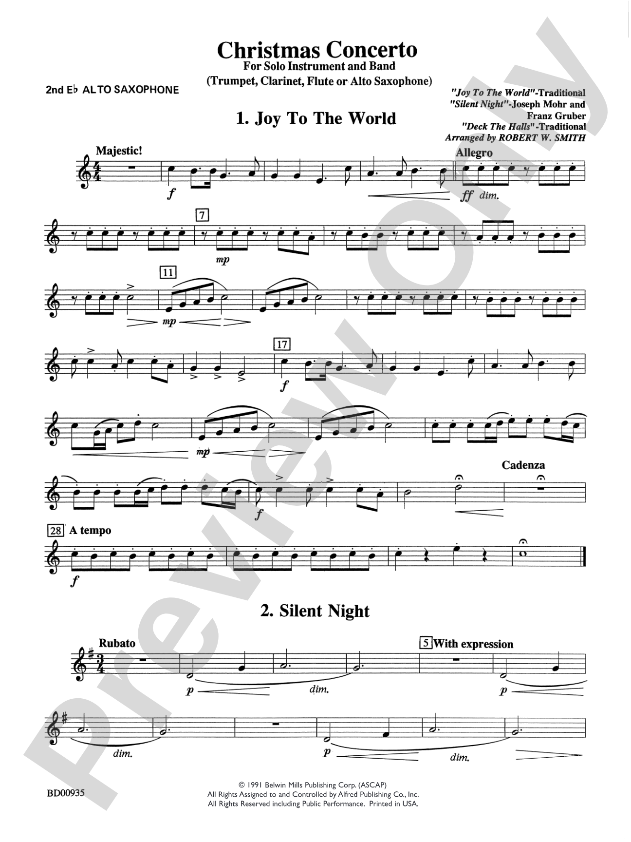 Christmas Concerto (Solo Trumpet, Clarinet, Flute, or Alto Saxophone and Band): 2nd E-flat Alto Saxophone