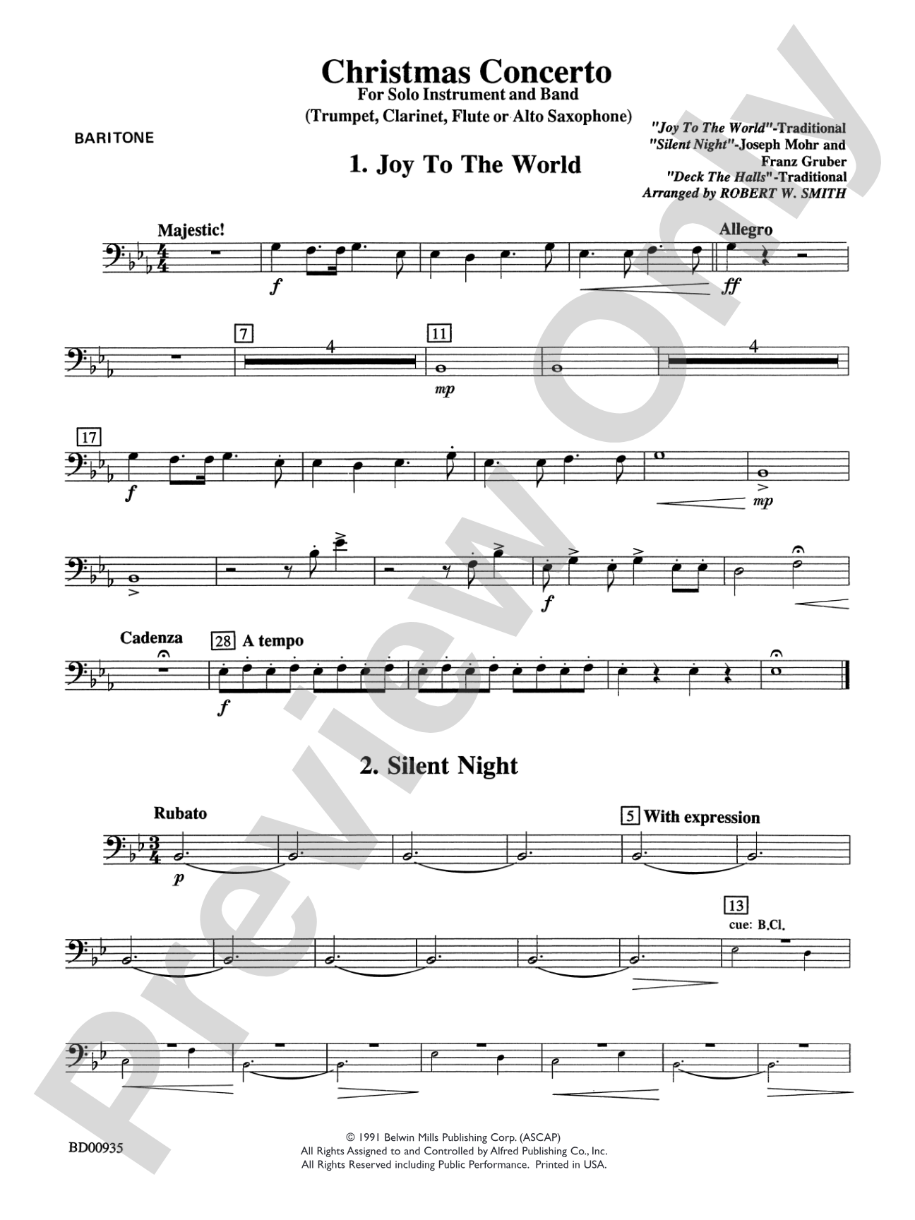 Christmas Concerto (Solo Trumpet, Clarinet, Flute, or Alto Saxophone and Band): Baritone B.C.