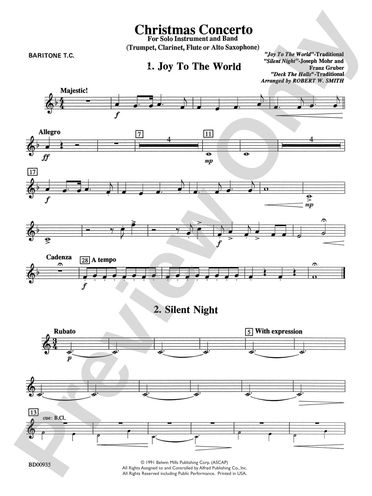 Christmas Concerto (Solo Trumpet, Clarinet, Flute, or Alto Saxophone and Band): Baritone T.C.