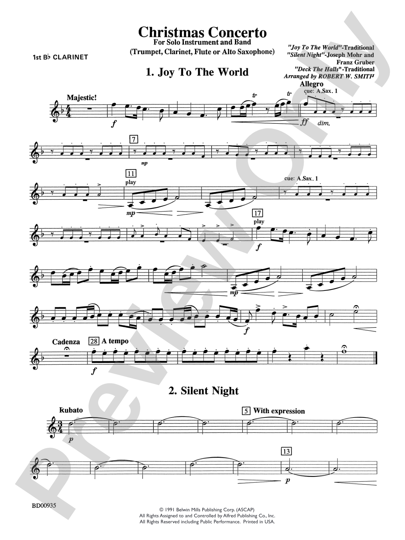 Christmas Concerto (Solo Trumpet, Clarinet, Flute, or Alto Saxophone and Band): 1st B-flat Clarinet
