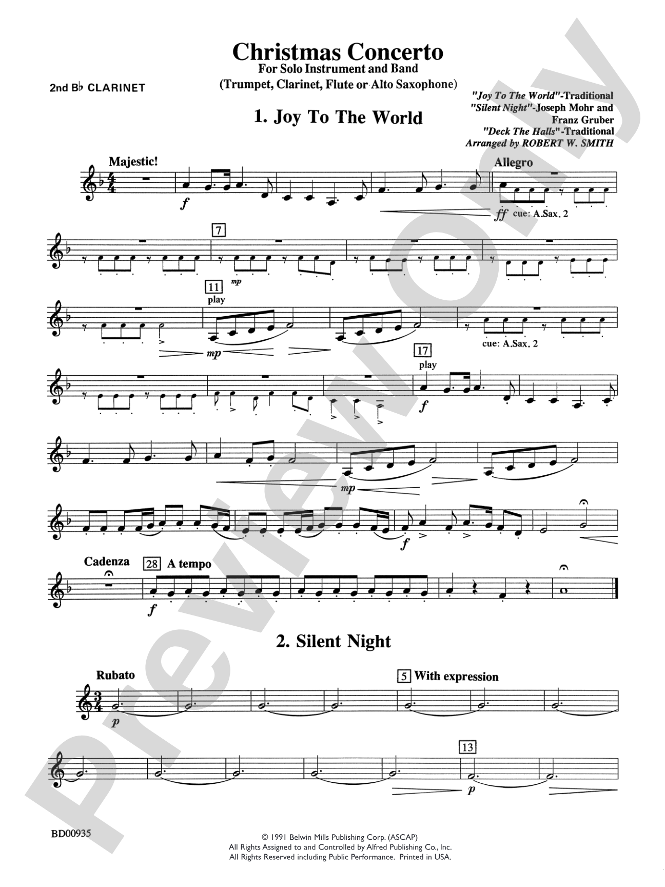 Christmas Concerto (Solo Trumpet, Clarinet, Flute, or Alto Saxophone and Band): 2nd B-flat Clarinet