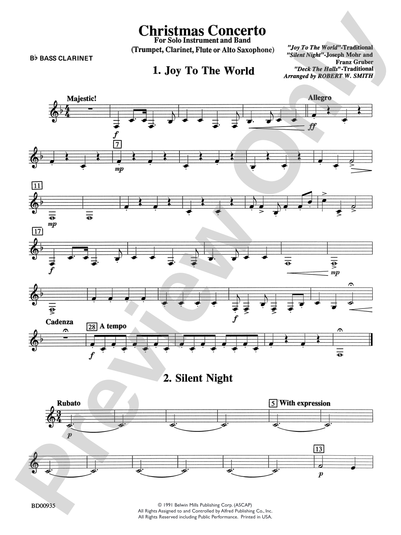 Christmas Concerto (Solo Trumpet, Clarinet, Flute, or Alto Saxophone and Band): B-flat Bass Clarinet