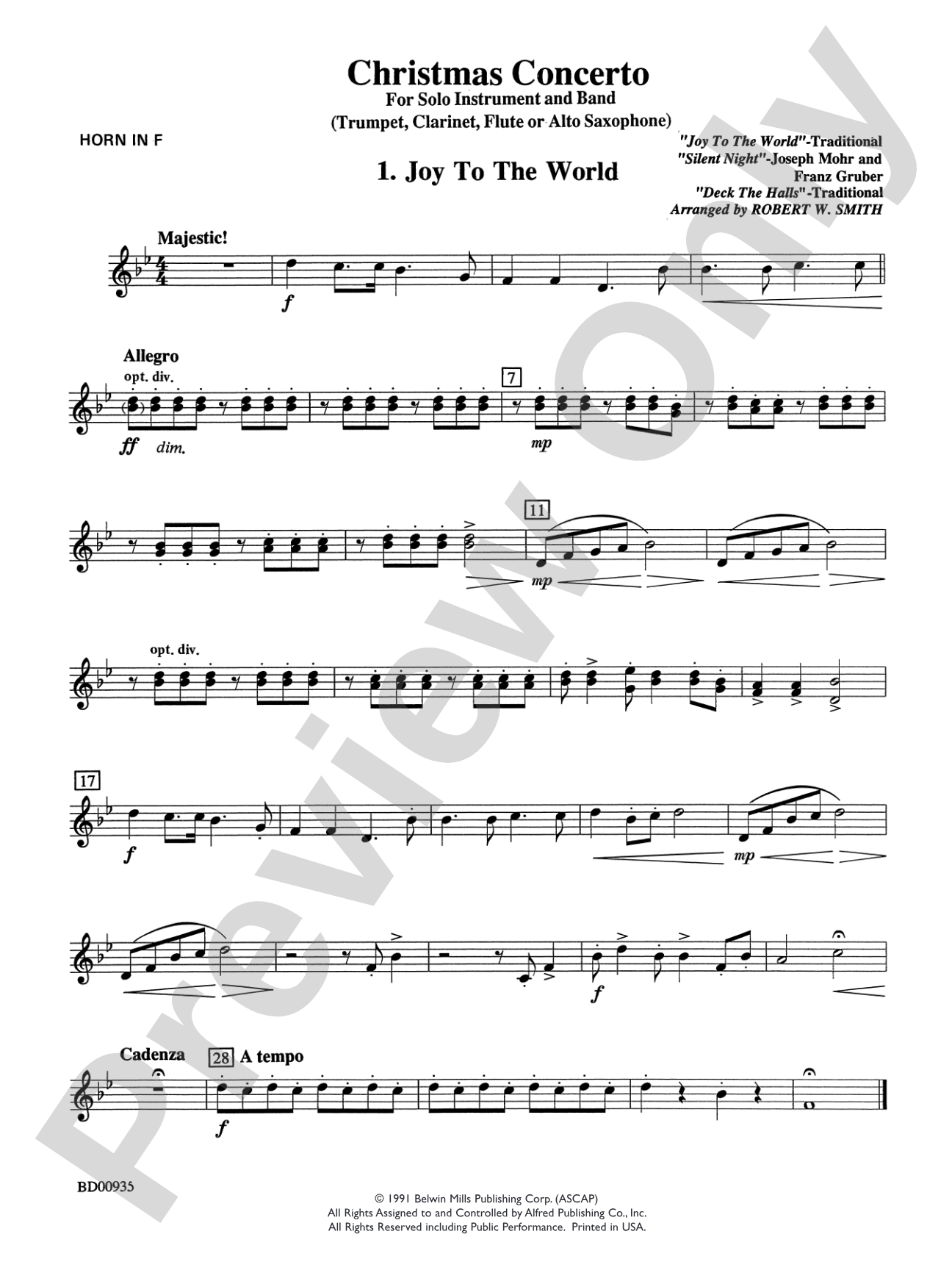 Christmas Concerto (Solo Trumpet, Clarinet, Flute, or Alto Saxophone and Band): 1st F Horn