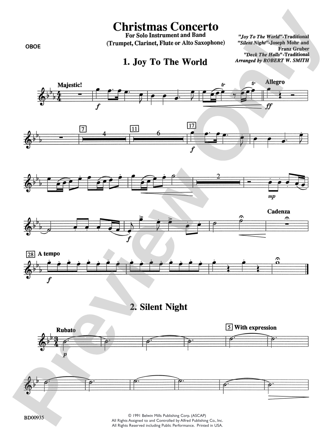 Christmas Concerto (Solo Trumpet, Clarinet, Flute, or Alto Saxophone and Band): Oboe