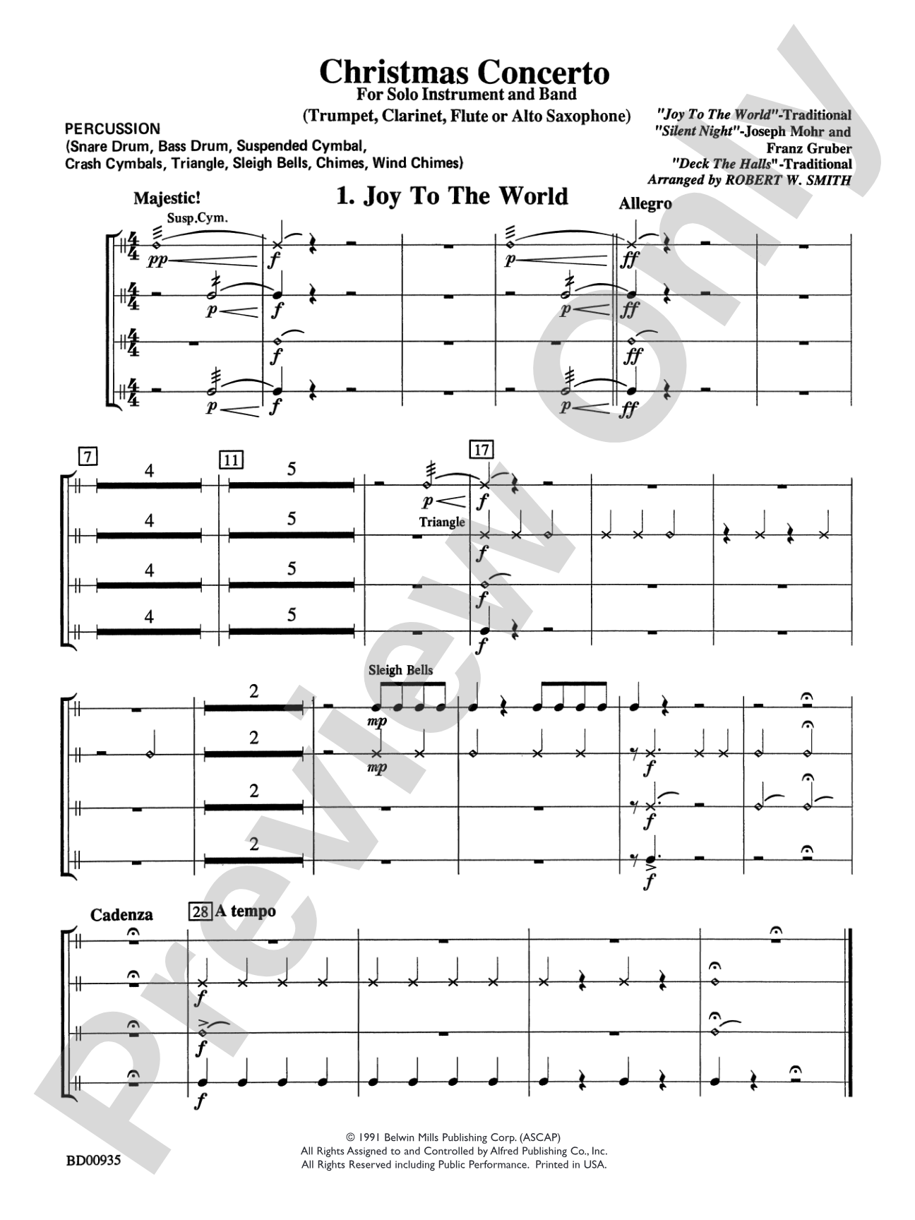 Christmas Concerto (Solo Trumpet, Clarinet, Flute, or Alto Saxophone and Band): 1st Percussion