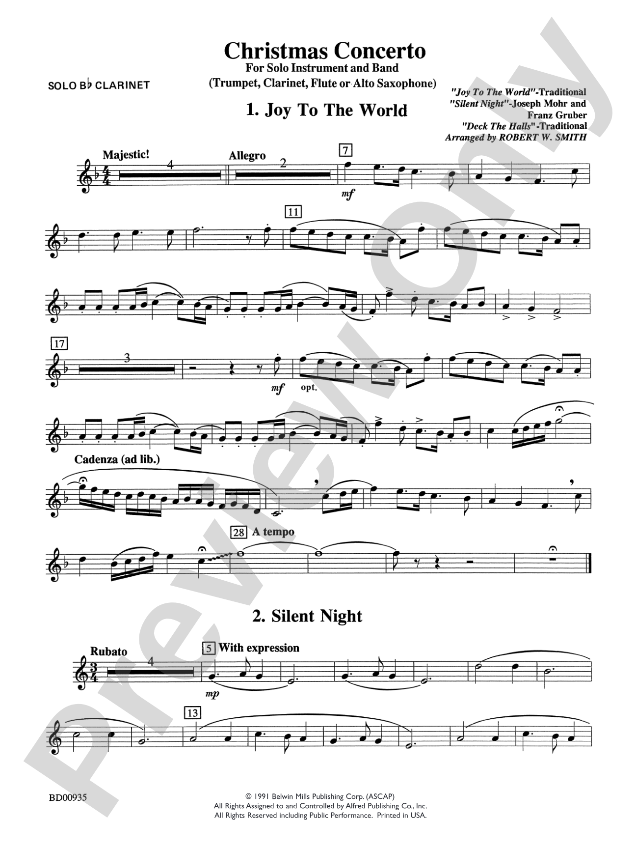 Christmas Concerto (Solo Trumpet, Clarinet, Flute, or Alto Saxophone and Band): Solo Clarinet