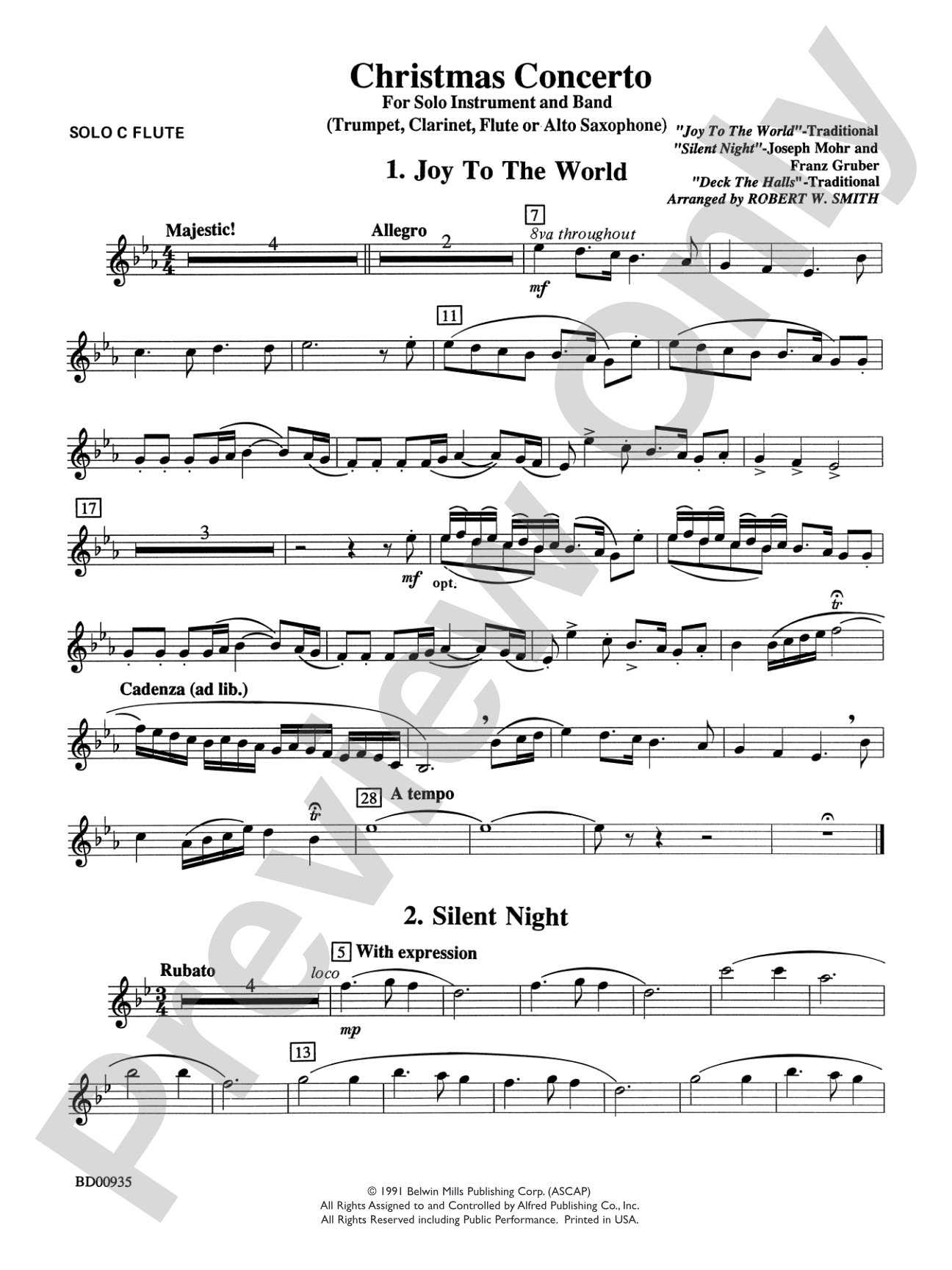Christmas Concerto (Solo Trumpet, Clarinet, Flute, or Alto Saxophone and Band): Solo Flute