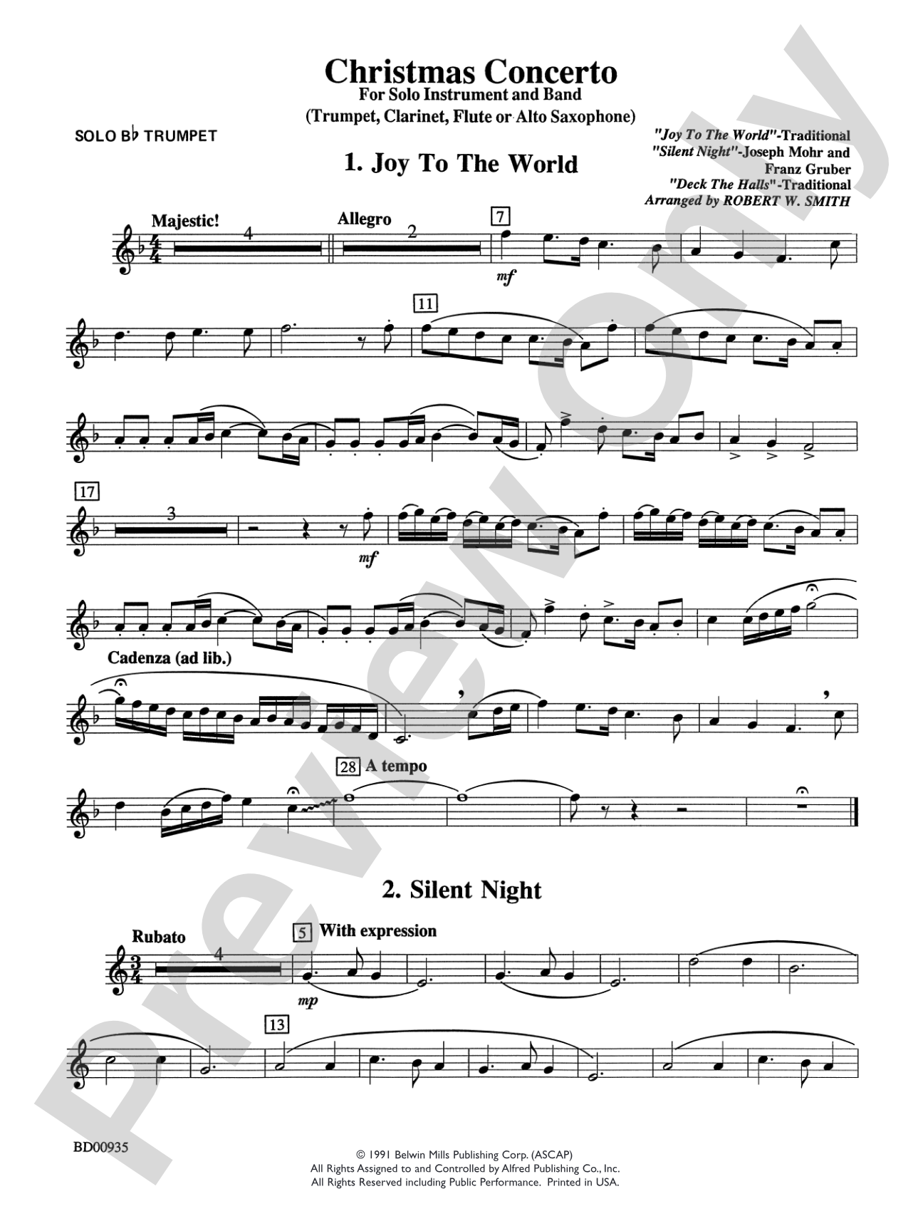 Christmas Concerto (Solo Trumpet, Clarinet, Flute, or Alto Saxophone and Band): Solo Trumpet