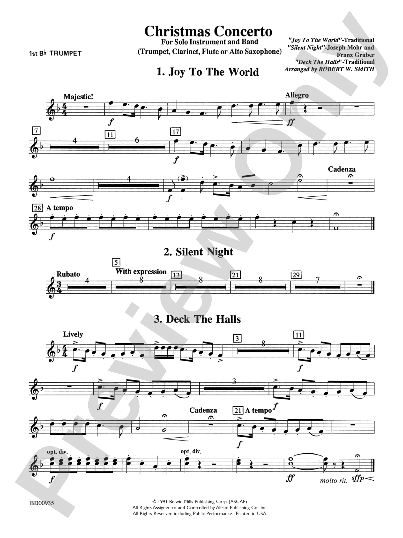 Christmas Concerto (Solo Trumpet, Clarinet, Flute, or Alto Saxophone and Band): 1st B-flat Trumpet
