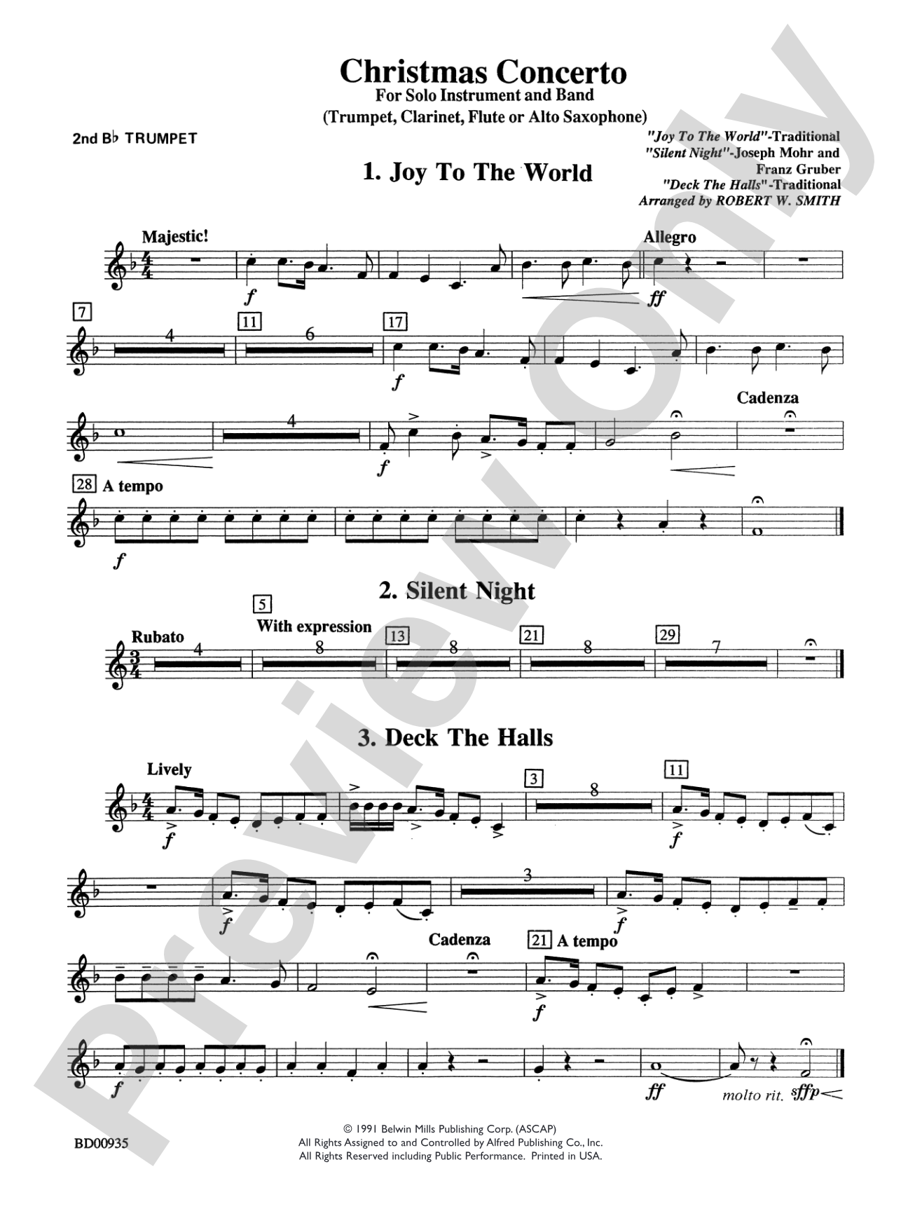 Christmas Concerto (Solo Trumpet, Clarinet, Flute, or Alto Saxophone and Band): 2nd B-flat Trumpet