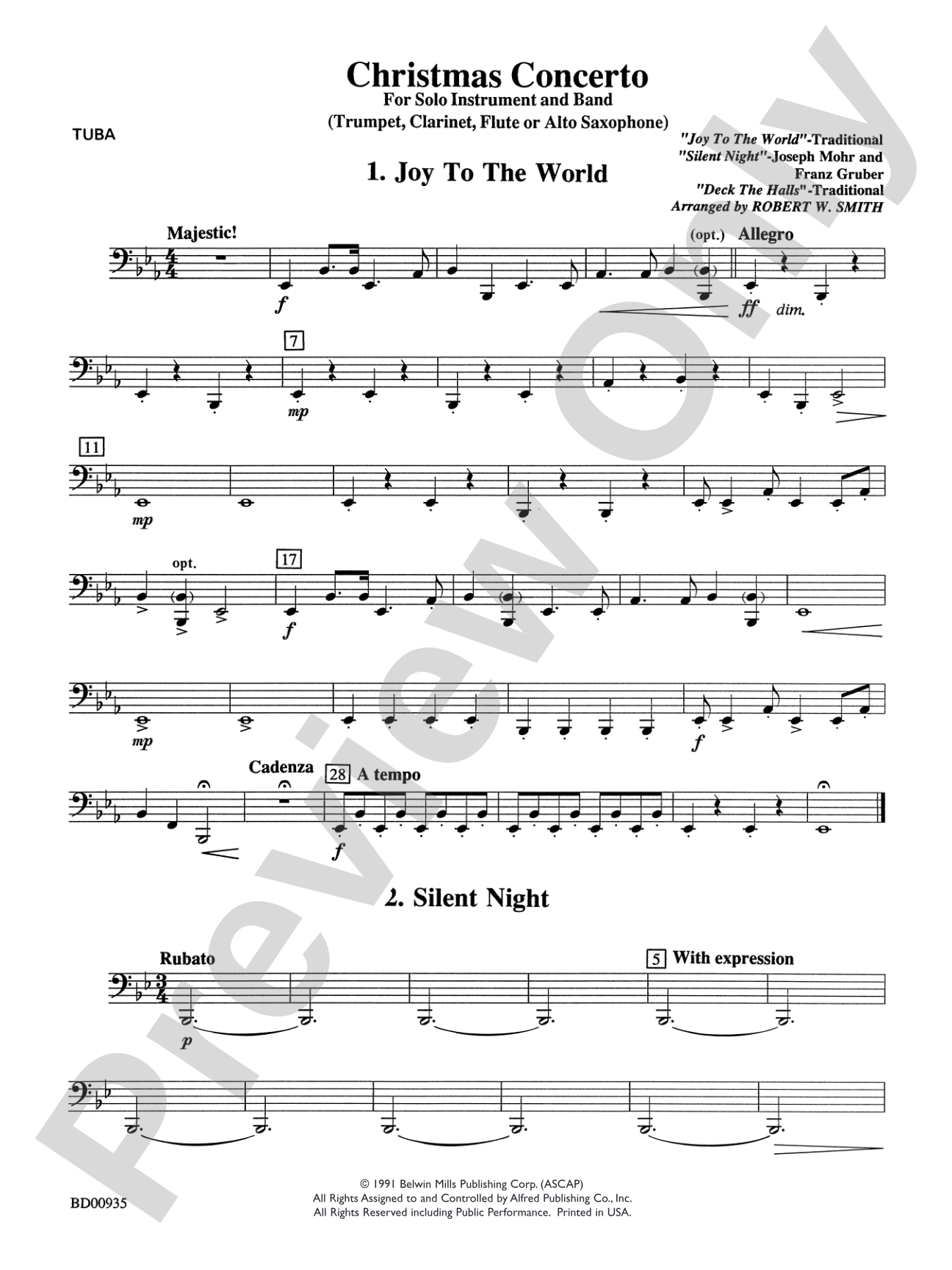 Christmas Concerto (Solo Trumpet, Clarinet, Flute, or Alto Saxophone and Band): Tuba