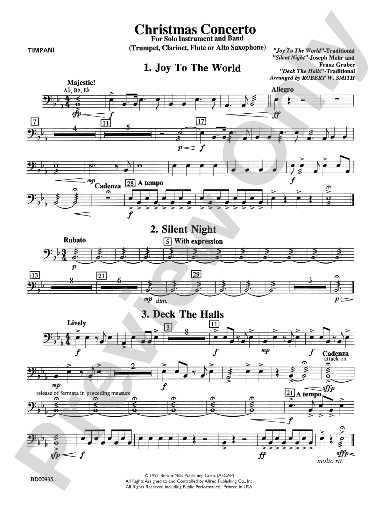 Christmas Concerto (Solo Trumpet, Clarinet, Flute, or Alto Saxophone and Band): Timpani