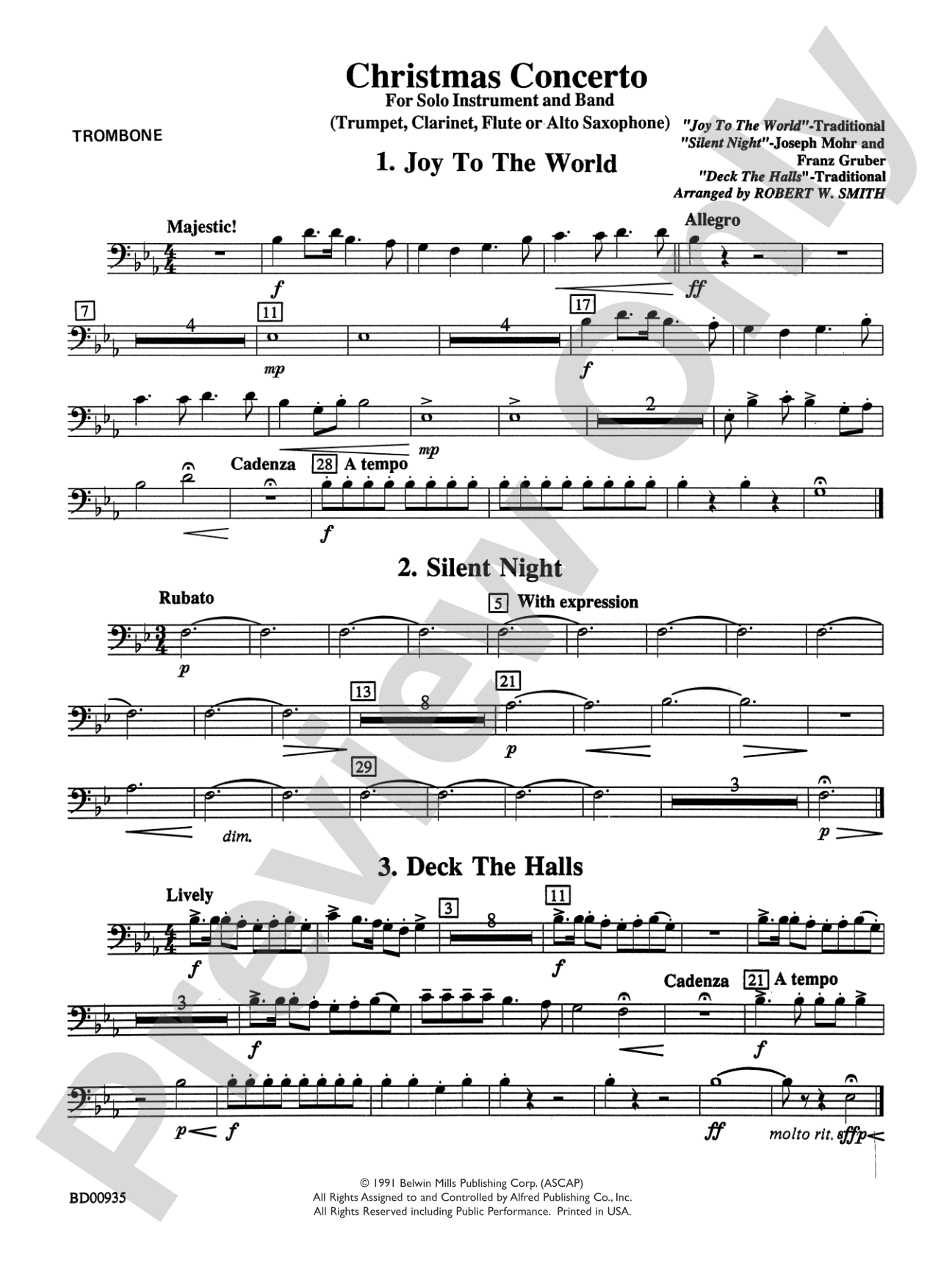 Christmas Concerto (Solo Trumpet, Clarinet, Flute, or Alto Saxophone and Band): 1st Trombone